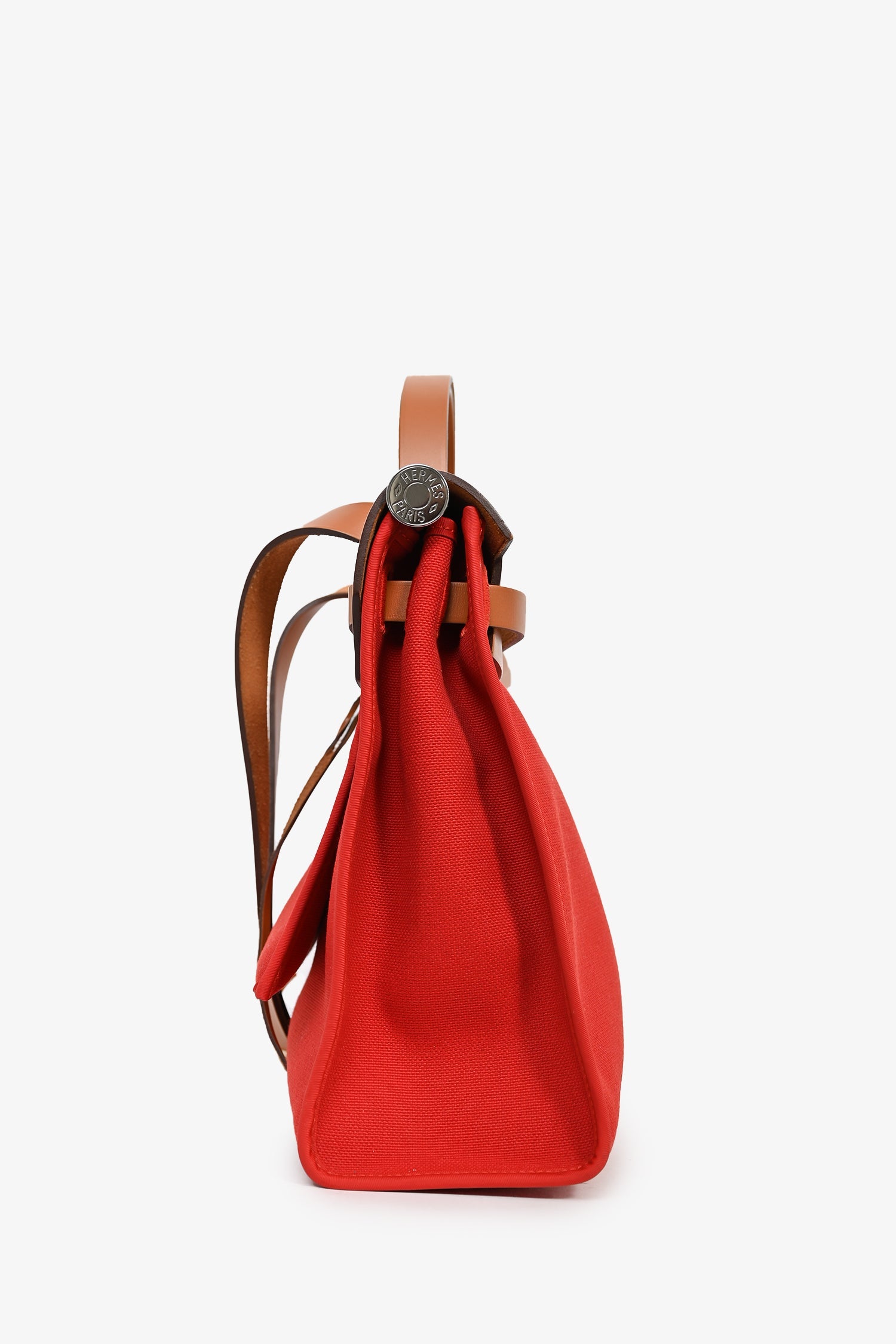 Hermès 2017 Red Canvas/Brown Leather Herbag 31