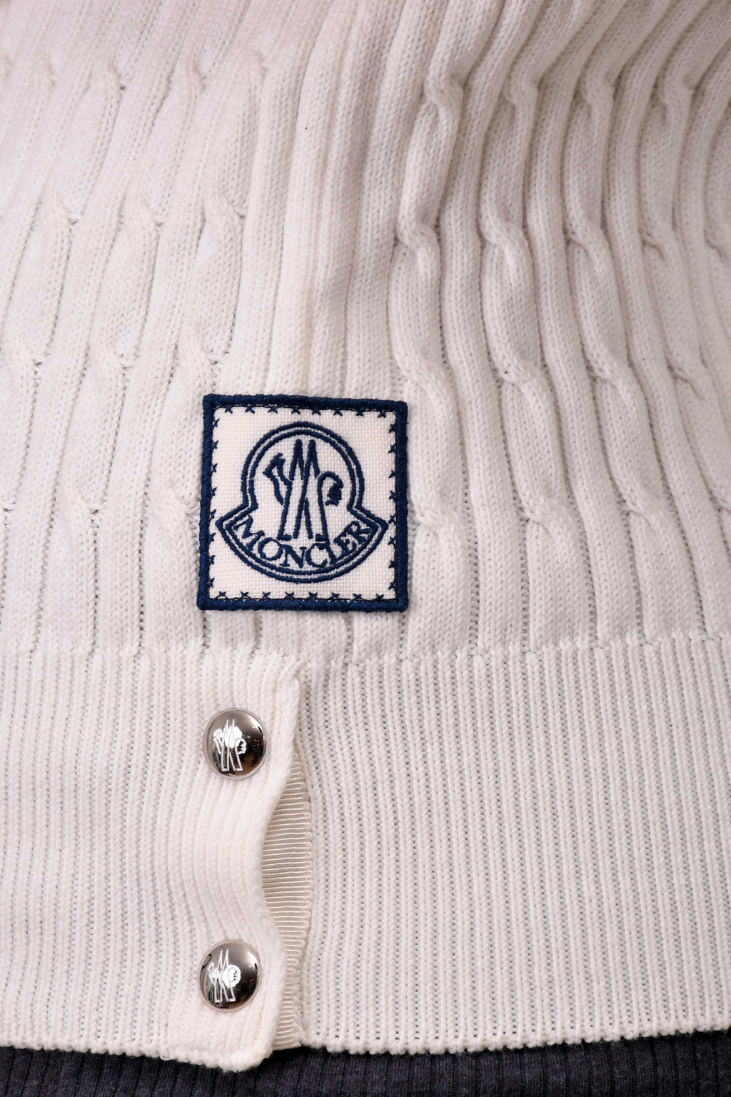 Moncler White Cable Knit Maglione Button Up Vest igan Size L