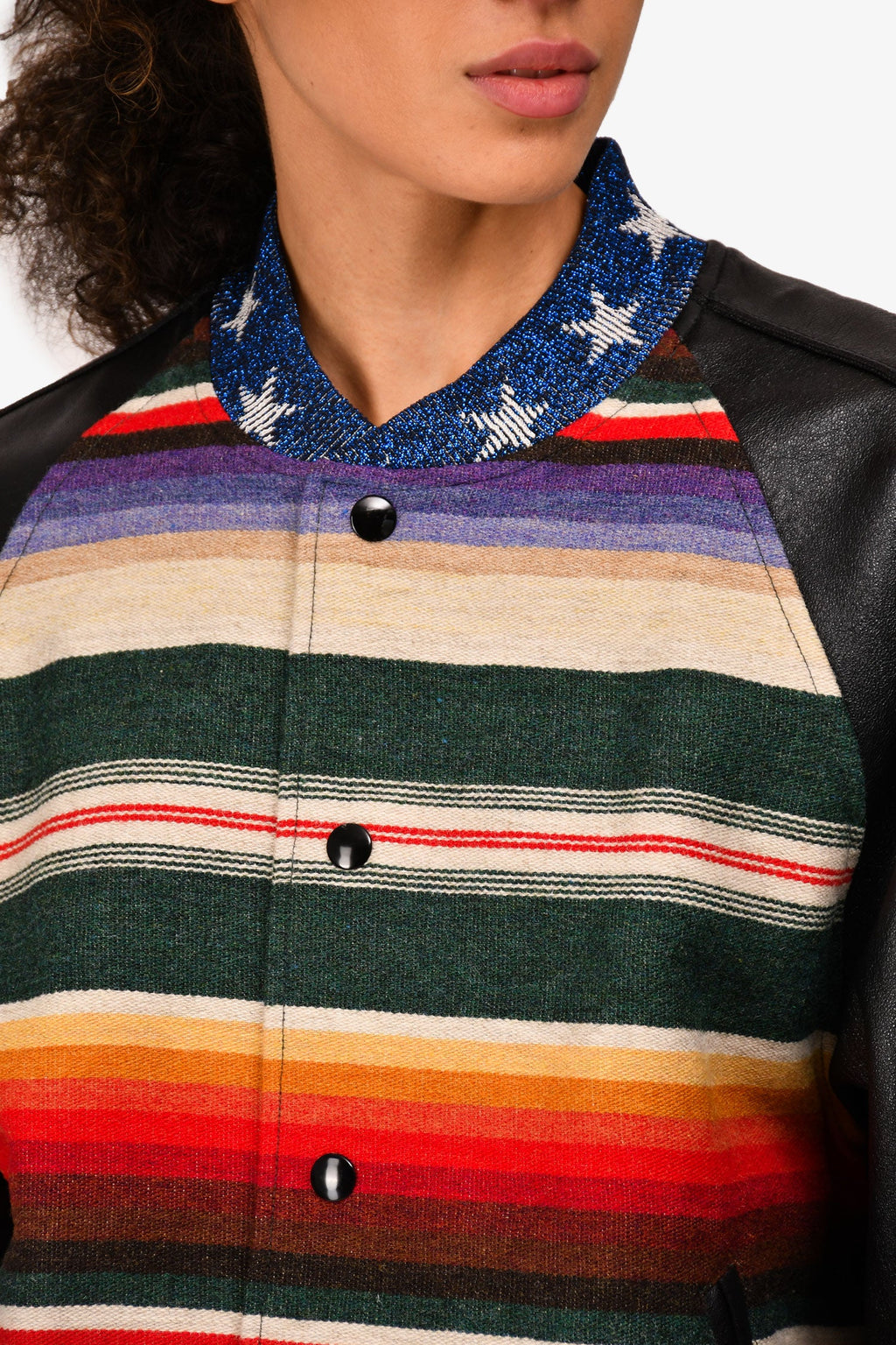 Saint Laurent 2015 Black/Multicoloured Wool Dinosaur Patched Baseball Jacket Size 50 Mens