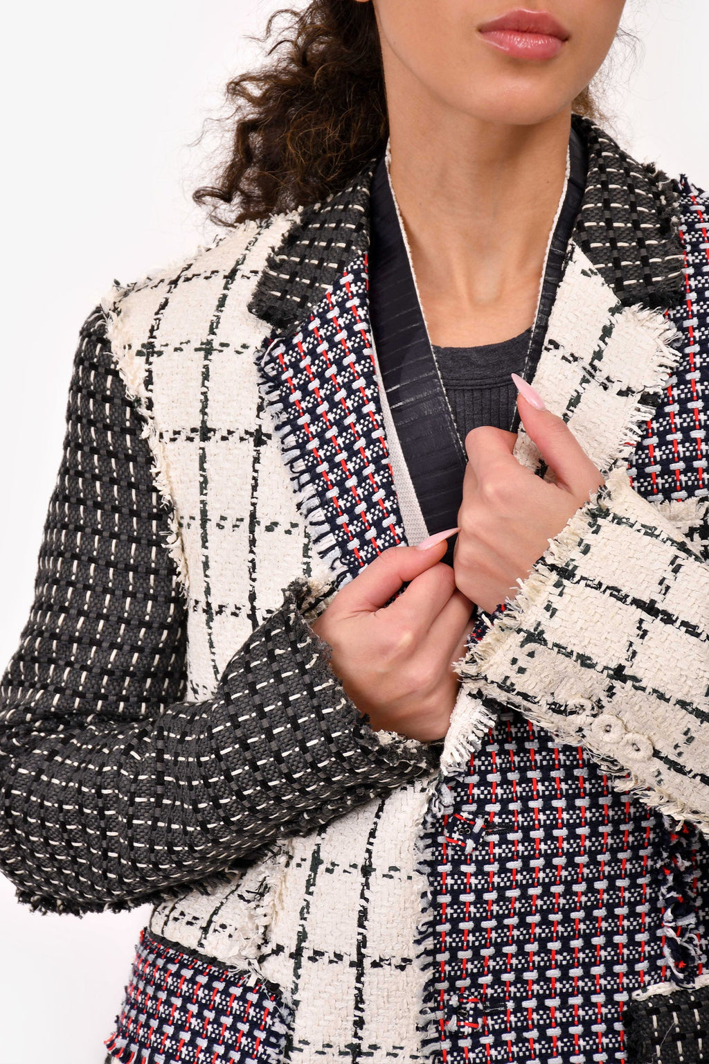 Thom Browne White/Red/Grey Tweed Blazer Jacket Size 2 Men