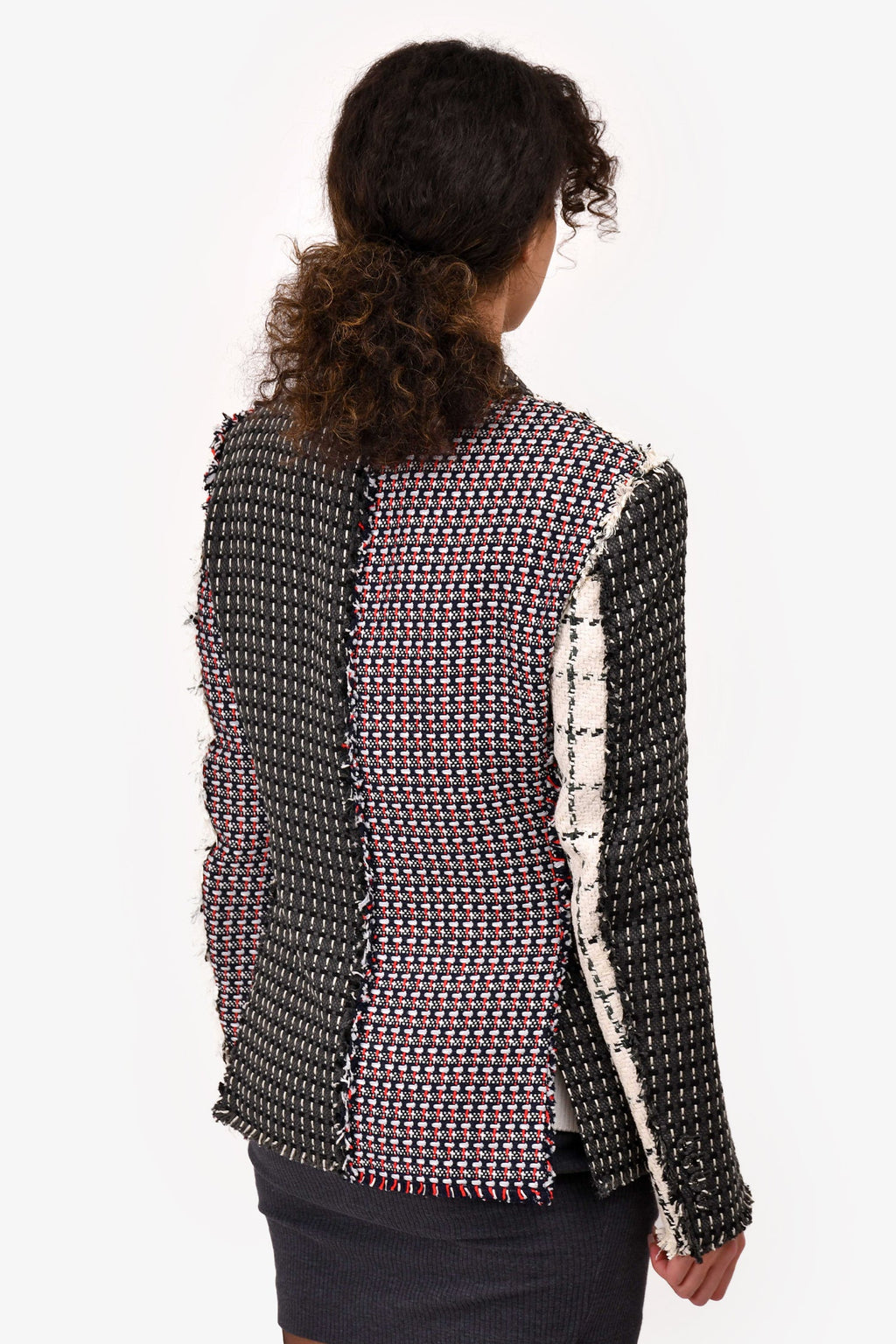 Thom Browne White/Red/Grey Tweed Blazer Jacket Size 2 Men
