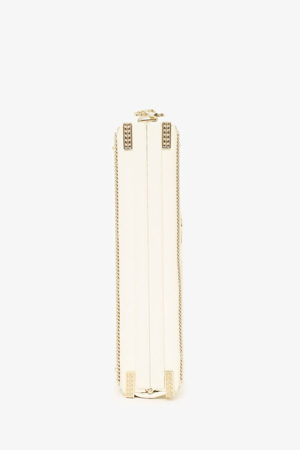 Pre-Loved Chanel™ 2017-18 White Lambskin Paris-Cosmopolite Coco In Ritz Clutch with Chain