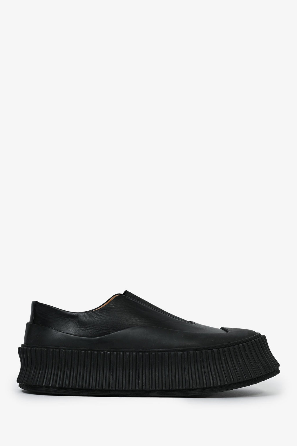 Jil Sander Black Baby Calfskin 'Agnellato' Slip On Sneakers Size 36