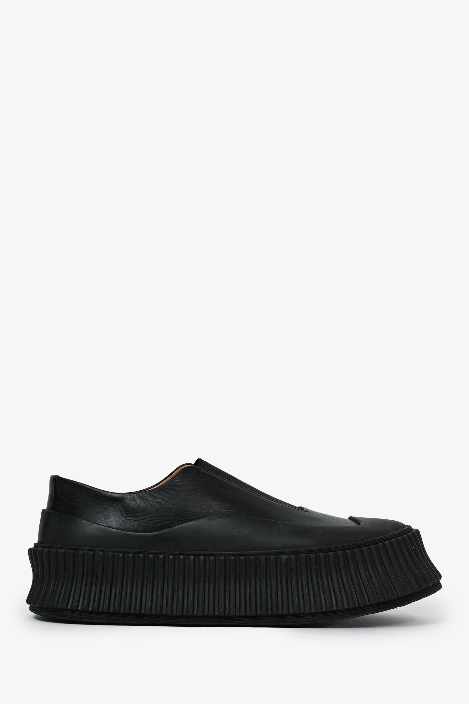 Jil Sander Black Baby Calfskin 'Agnellato' Slip On Sneakers Size 36