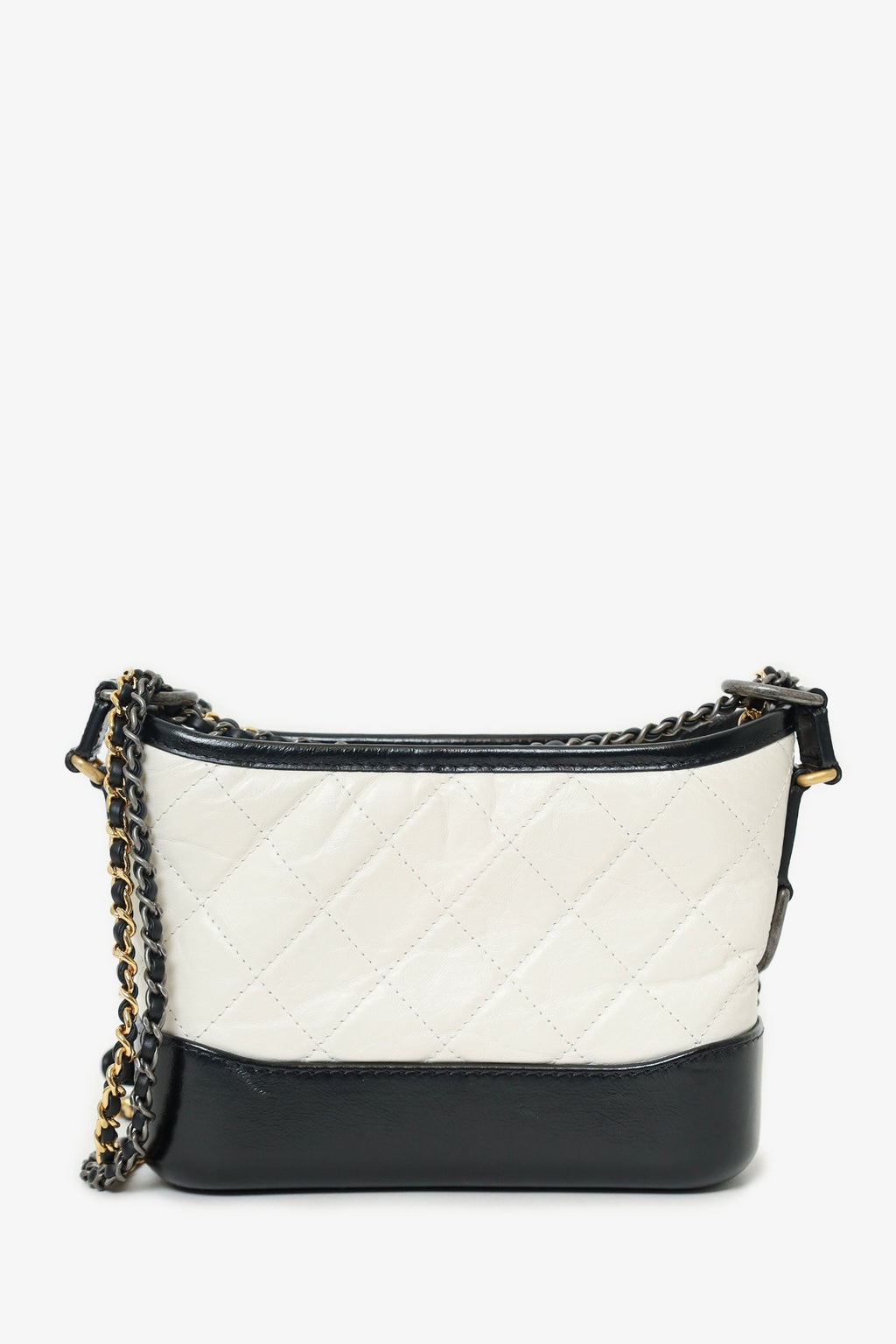 Pre-Loved Chanel™  2018 Black/White Lambskin Leather Small Gabrielle Bag