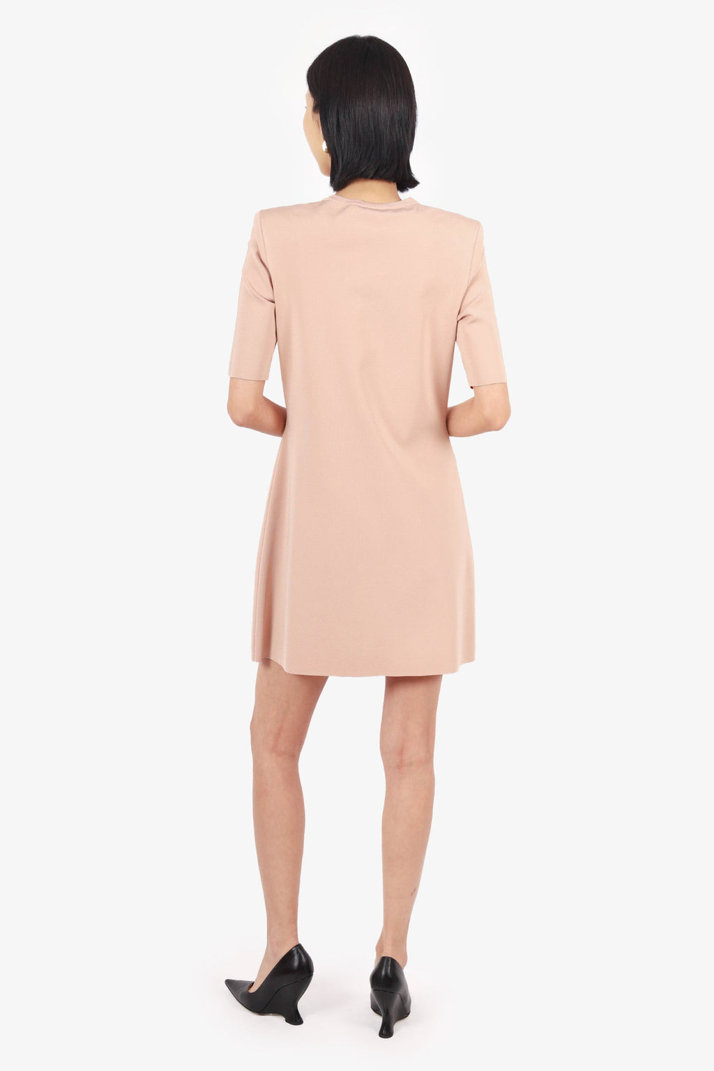 Gucci Blush Pink/Black Knit Front Zip Short Sleeve Mini Dress Size L