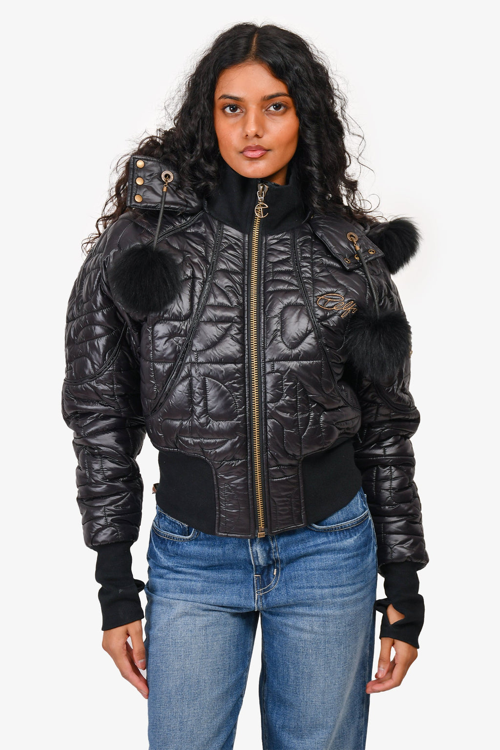 Moose Knuckles X Telfar Black Down Jacket with Fur Trim Hood Size XS