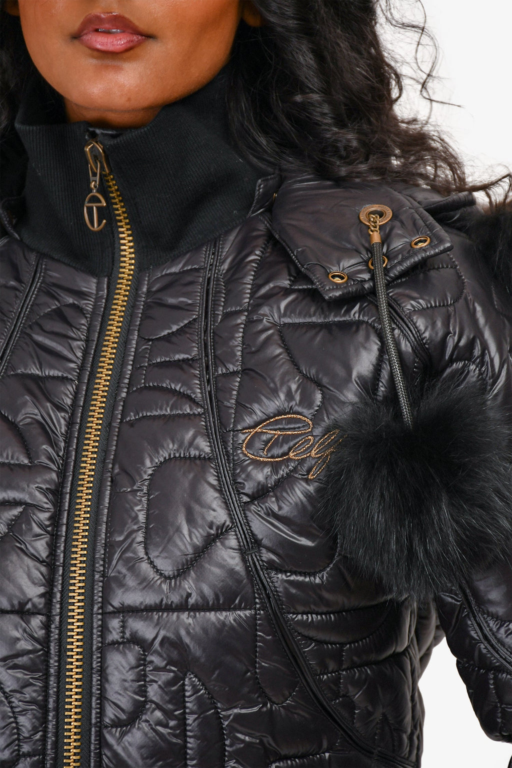 Moose Knuckles X Telfar Black Down Jacket with Fur Trim Hood Size XS