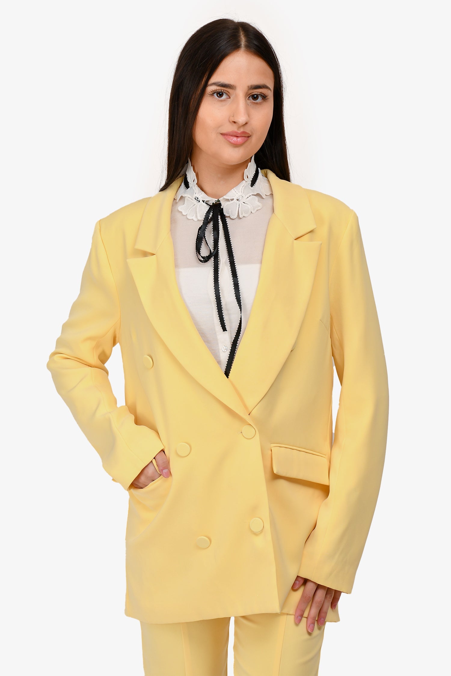 Lovers + Friends Yellow Double Breasted Blazer Size M