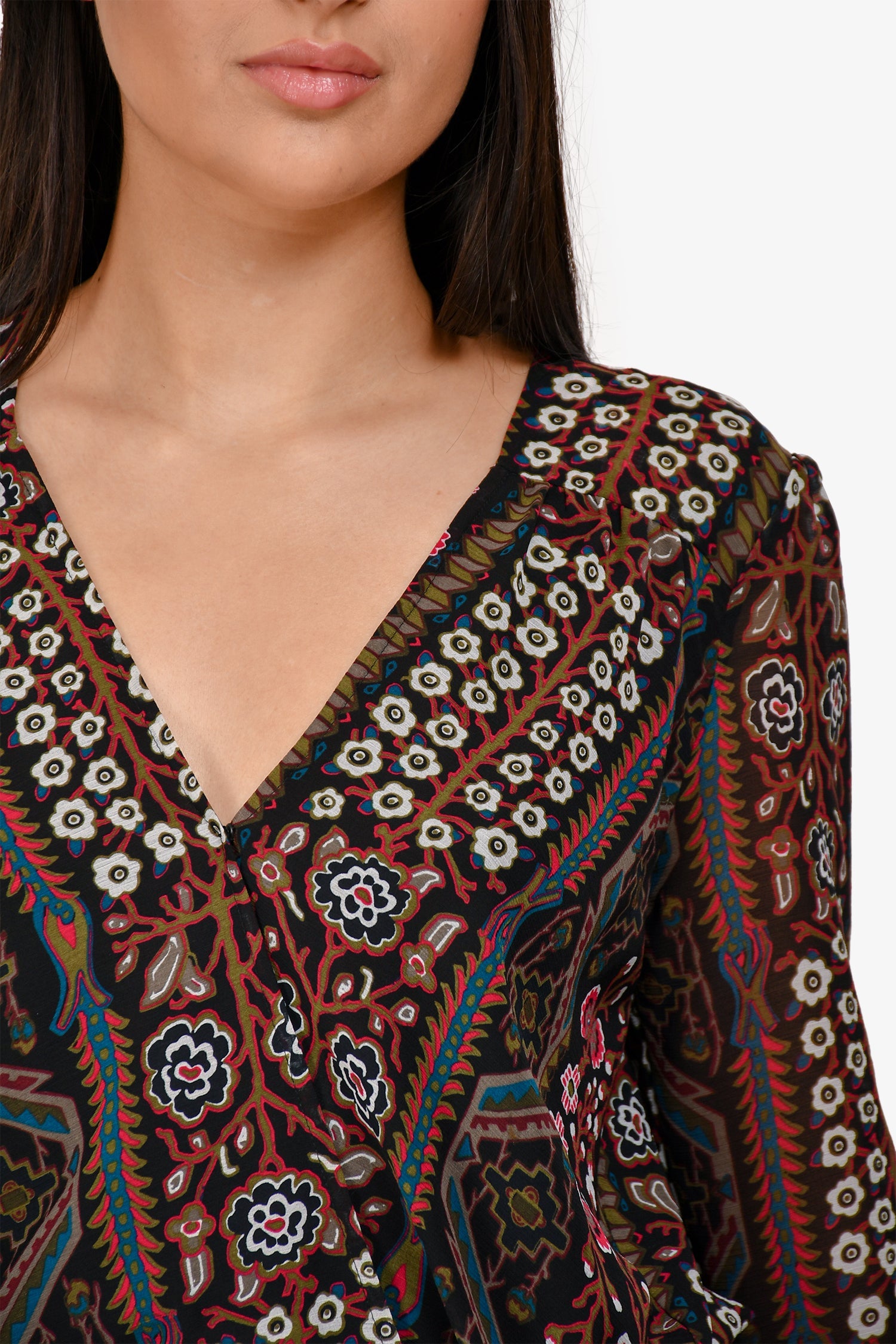 Veronica Beard Black Printed Ruched Mini Dress Size 6