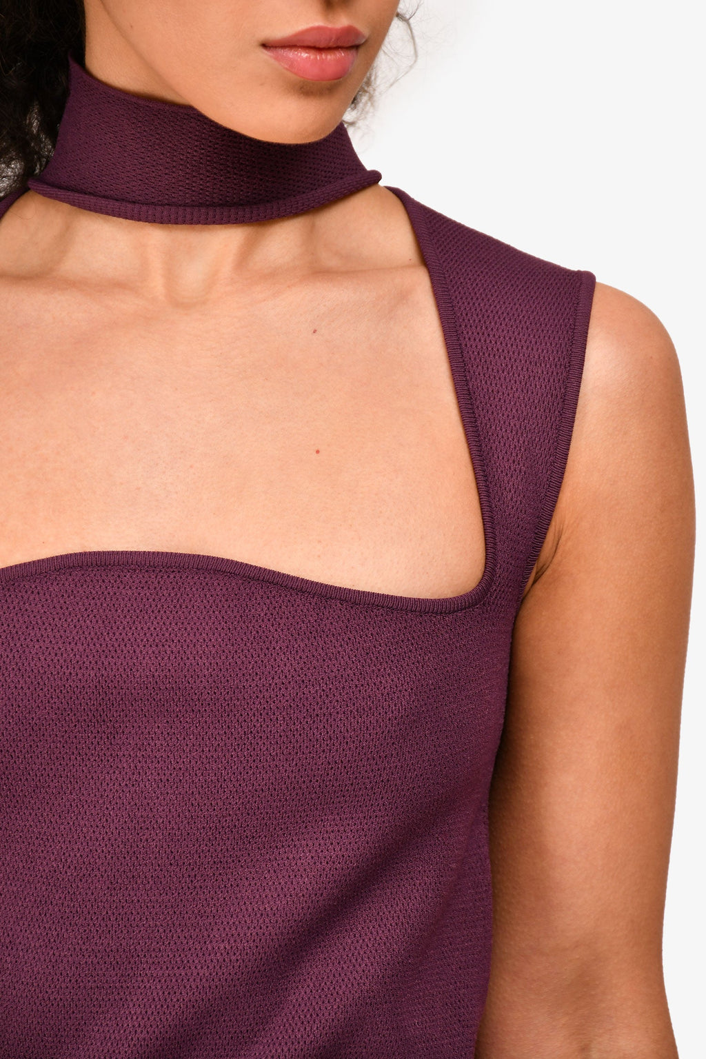 Bottega Veneta 2019 Purple Knit High Neck Cut-Out Dress Size 36