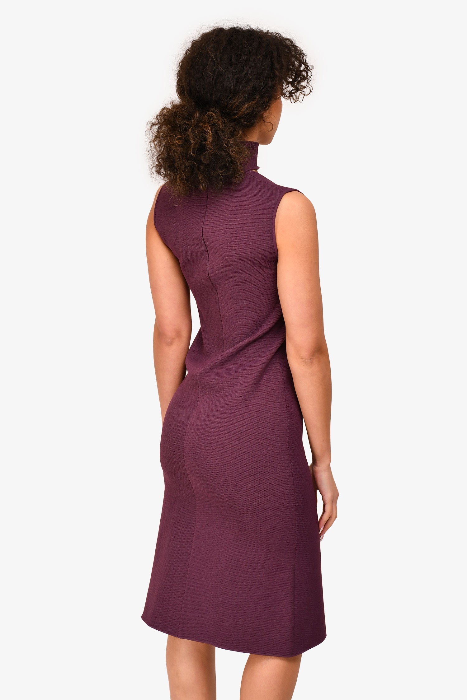 Bottega Veneta 2019 Purple Knit High Neck Cut-Out Dress Size 36