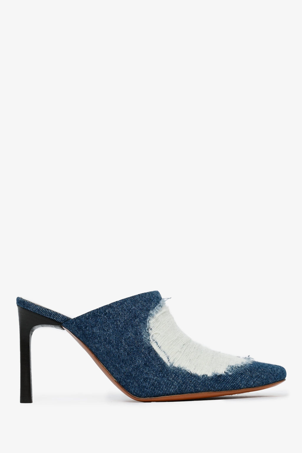 Loewe Distressed Denim Heeled Mules Size 37