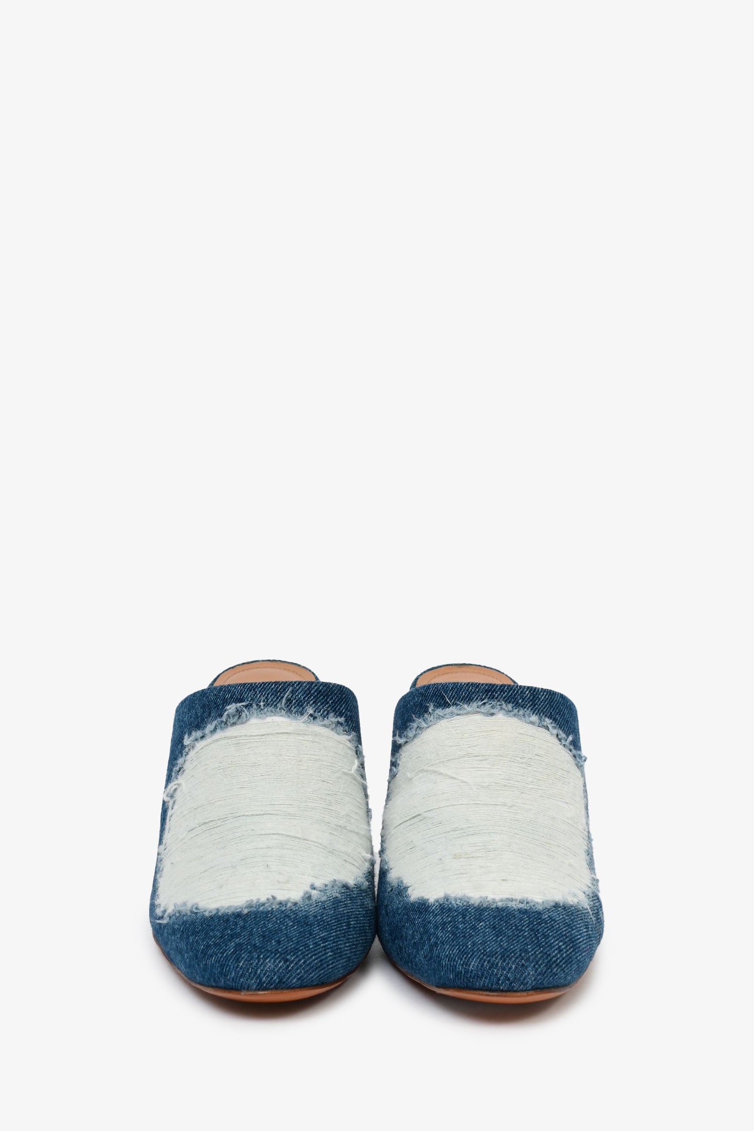 Loewe Distressed Denim Heeled Mules Size 37
