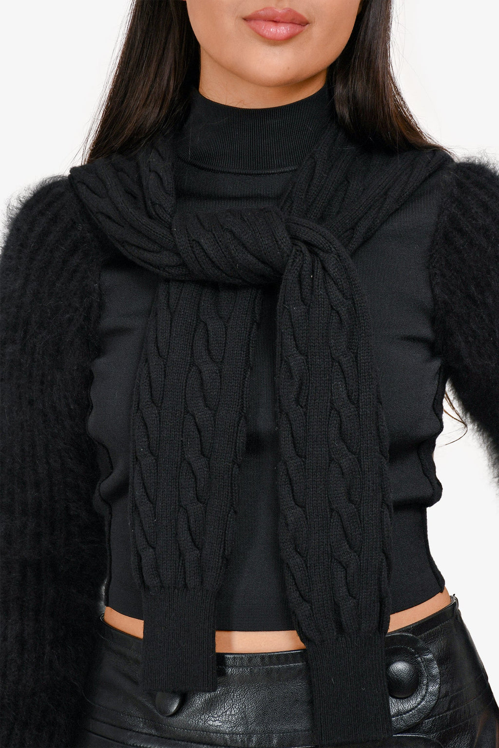 Alexander Wang Black Knit Double Faux Sleeve Sweater Size XS
