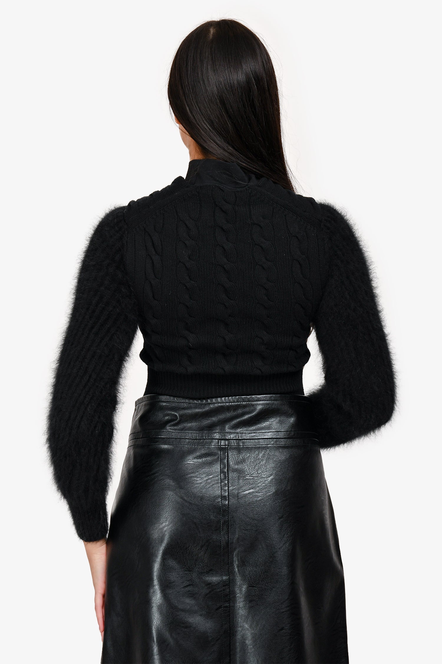 Alexander Wang Black Knit Double Faux Sleeve Sweater Size XS
