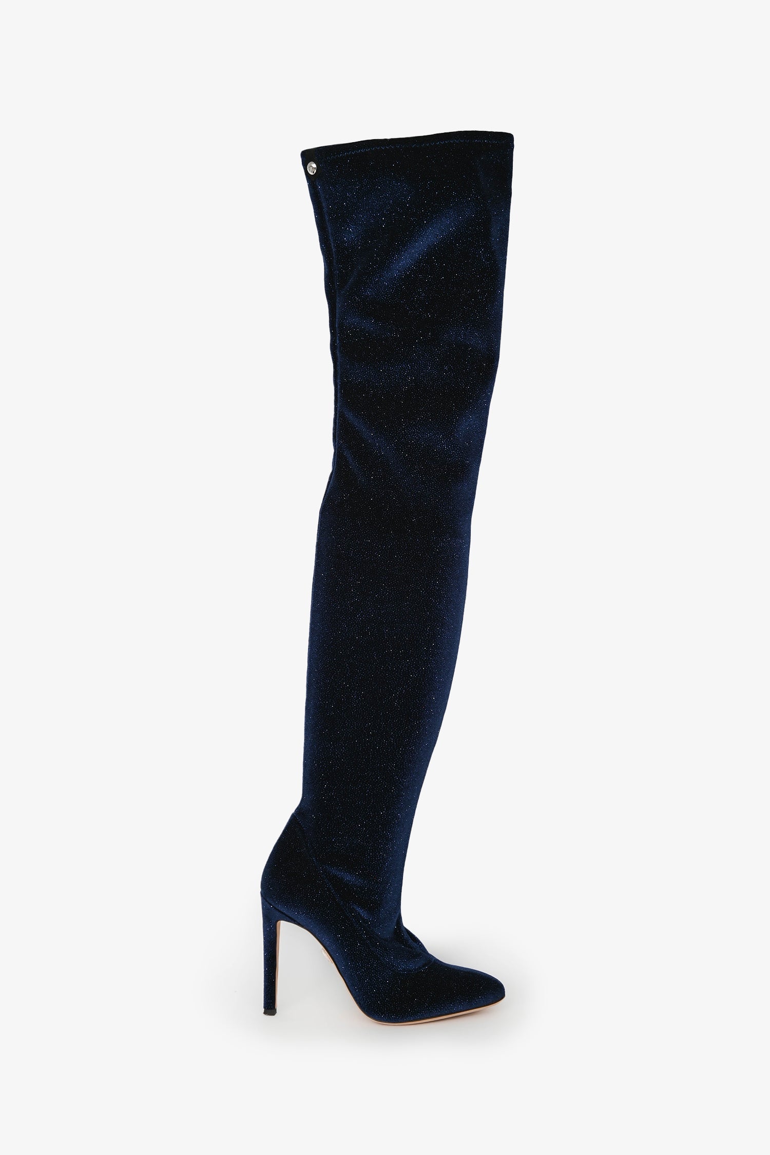 Giuseppe Zanotti Blue Velvet Sparkled Over Knee Boot Size 36