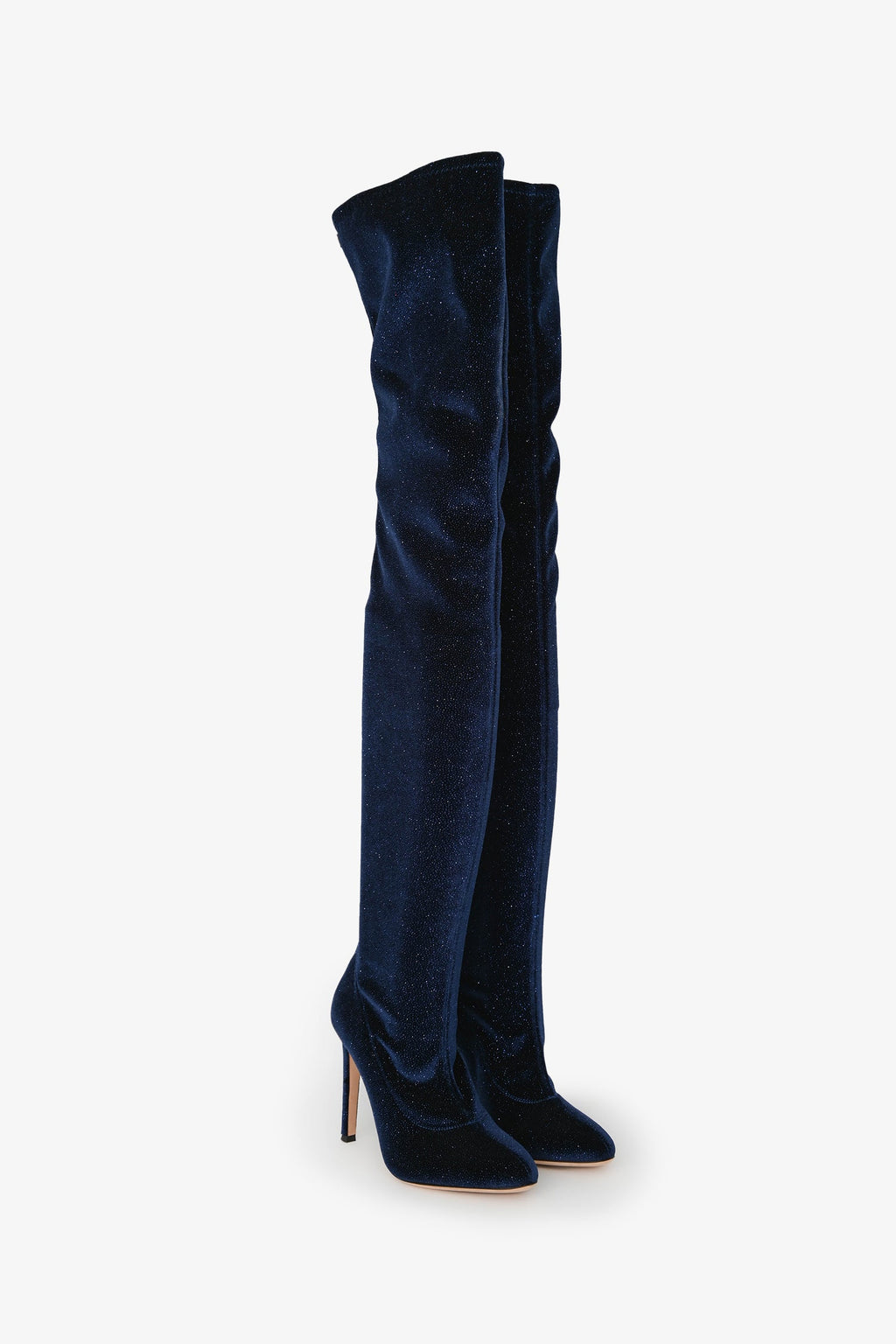 Giuseppe Zanotti Blue Velvet Sparkled Over Knee Boot Size 36