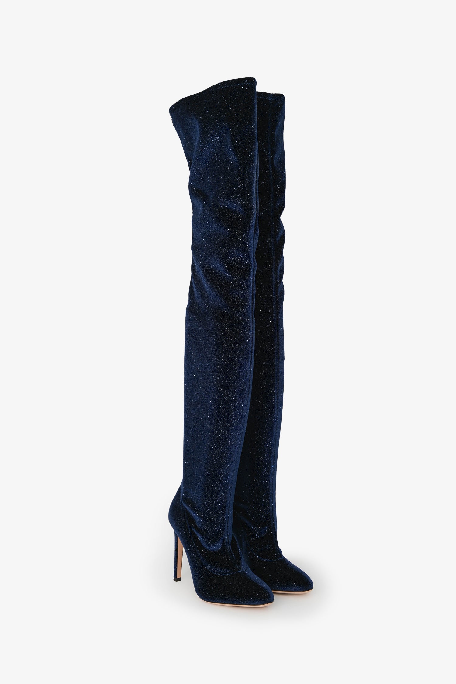 Giuseppe Zanotti Blue Velvet Sparkled Over Knee Boot Size 36