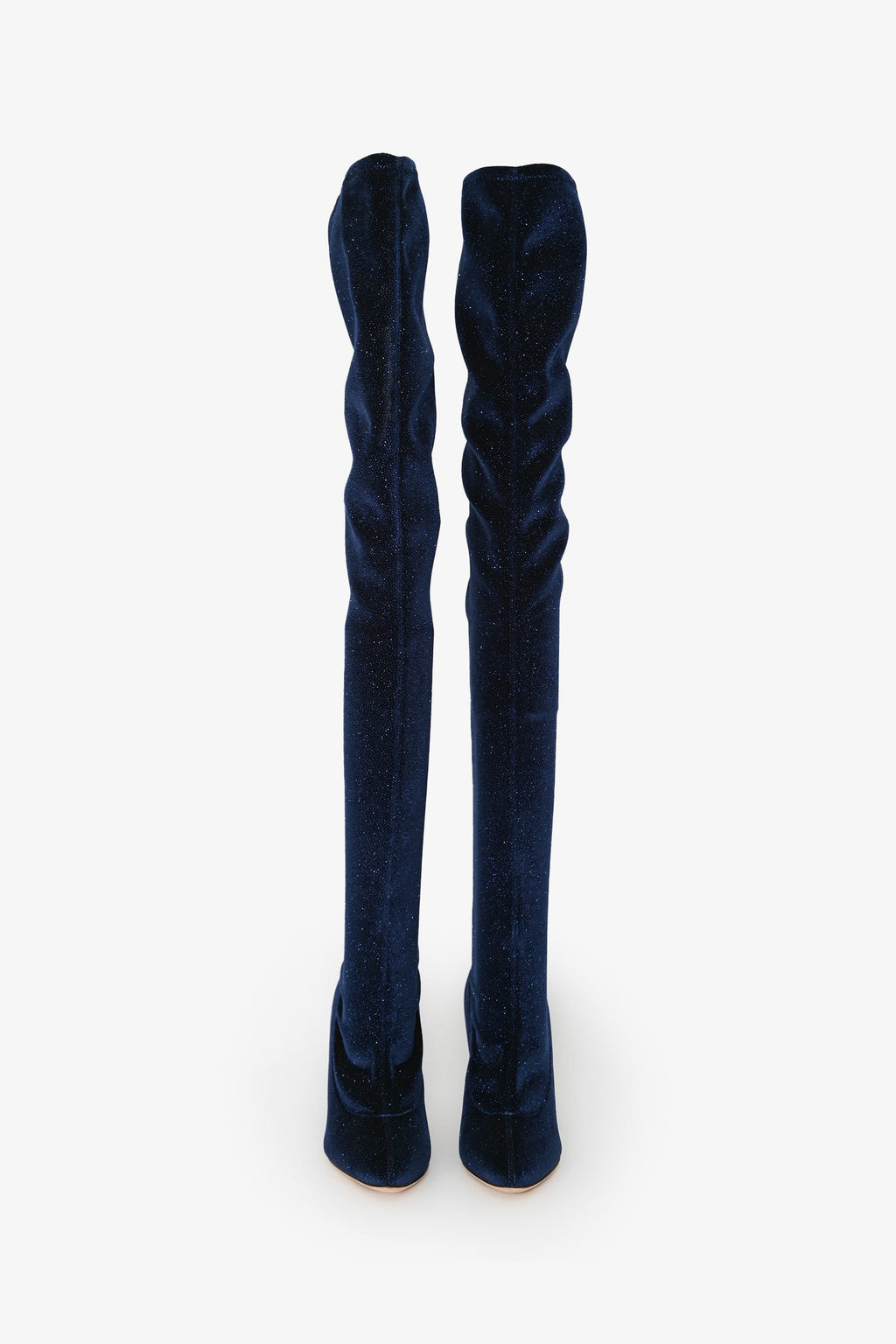Giuseppe Zanotti Blue Velvet Sparkled Over Knee Boot Size 36