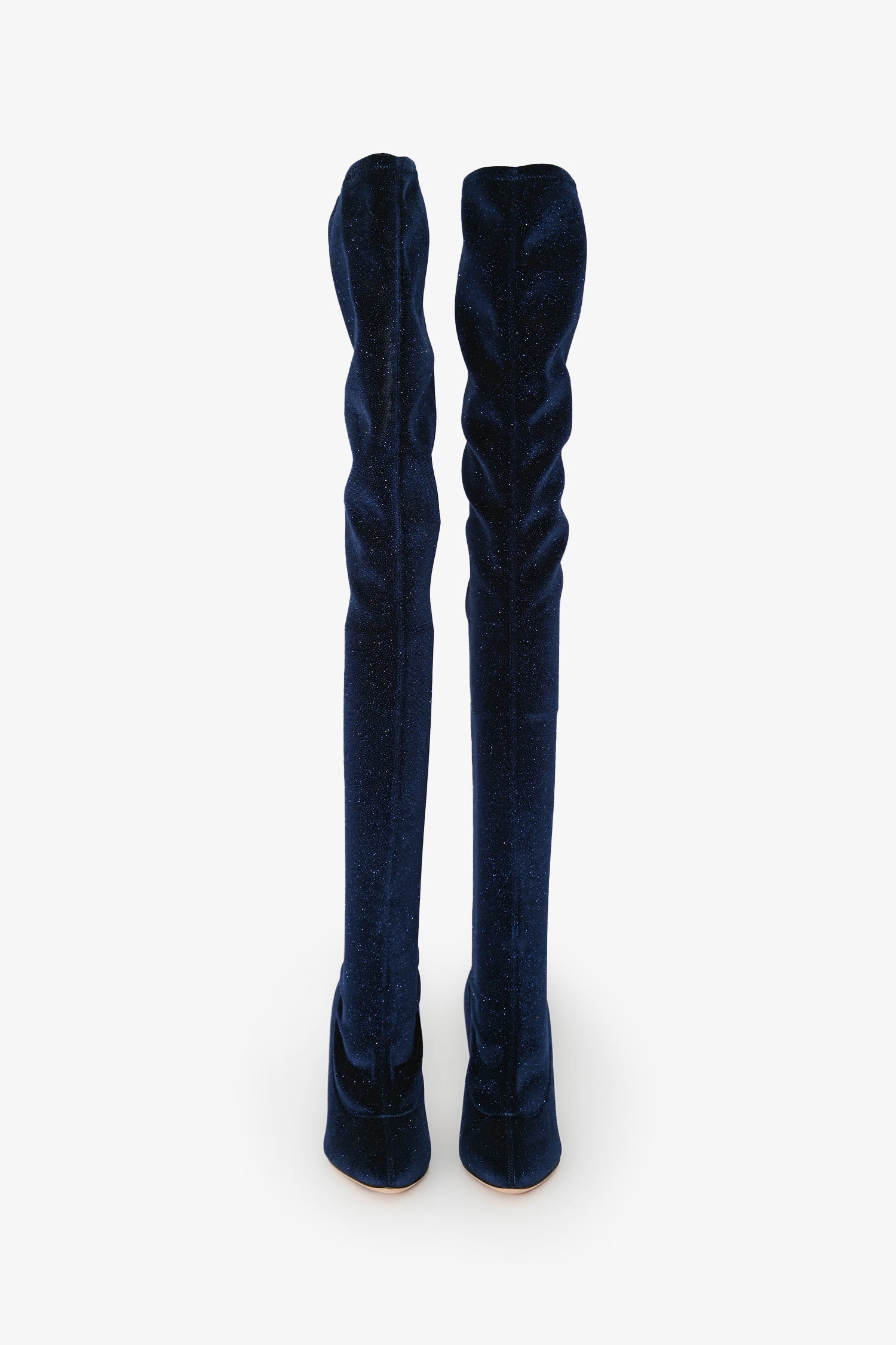 Giuseppe Zanotti Blue Velvet Sparkled Over Knee Boot Size 36