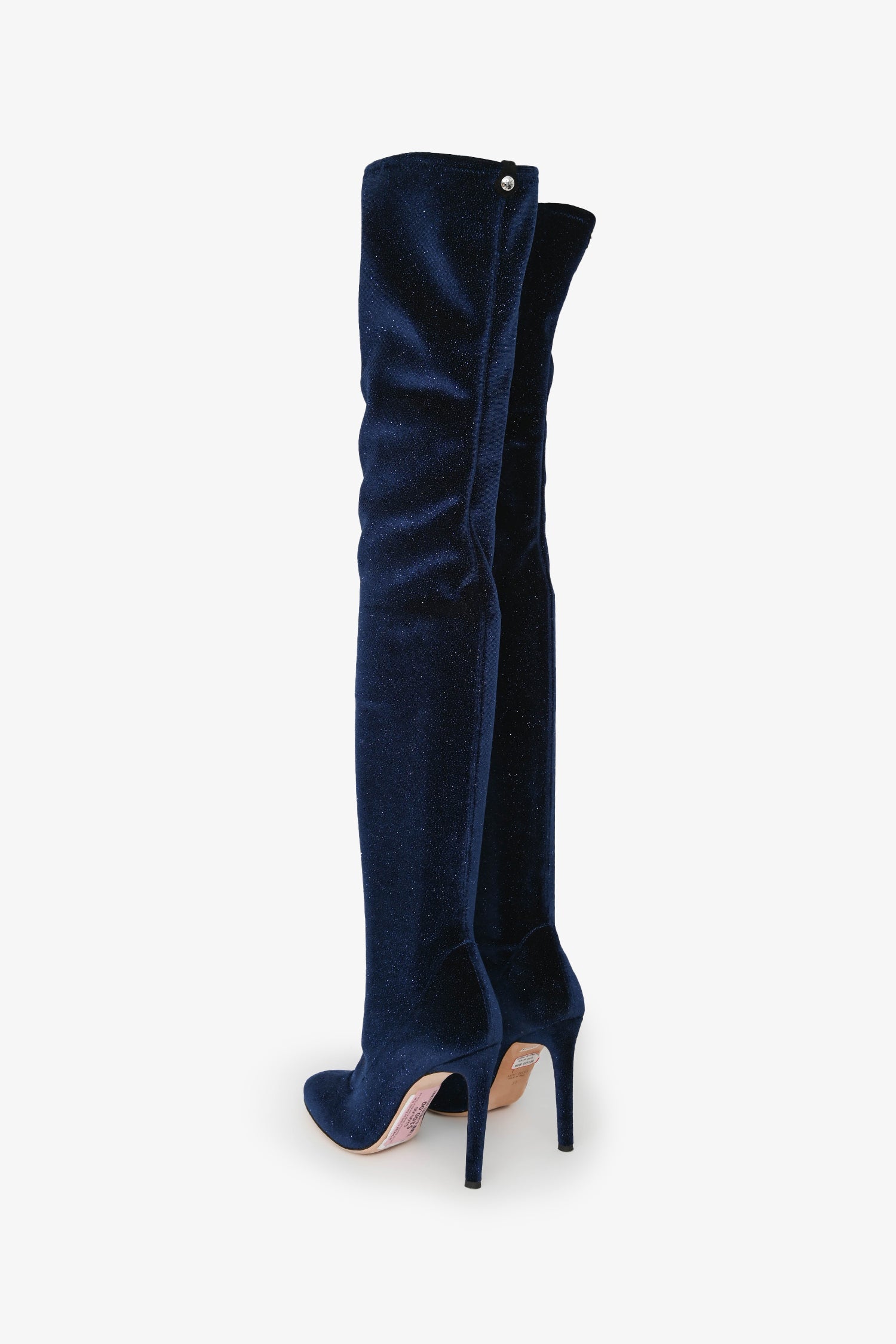 Giuseppe Zanotti Blue Velvet Sparkled Over Knee Boot Size 36