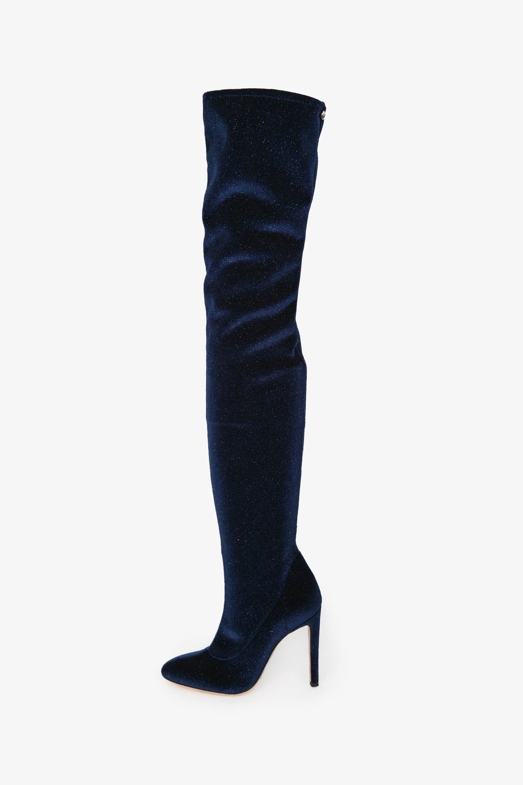 Giuseppe Zanotti Blue Velvet Sparkled Over Knee Boot Size 36