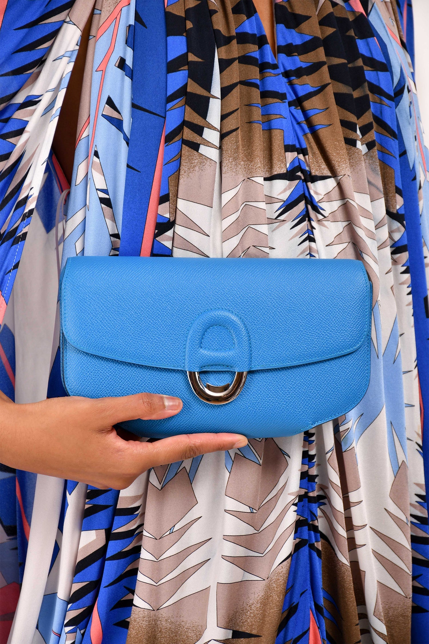 Hermès Blue Epsom Calfskin 'Cherche-Midi' Clutch