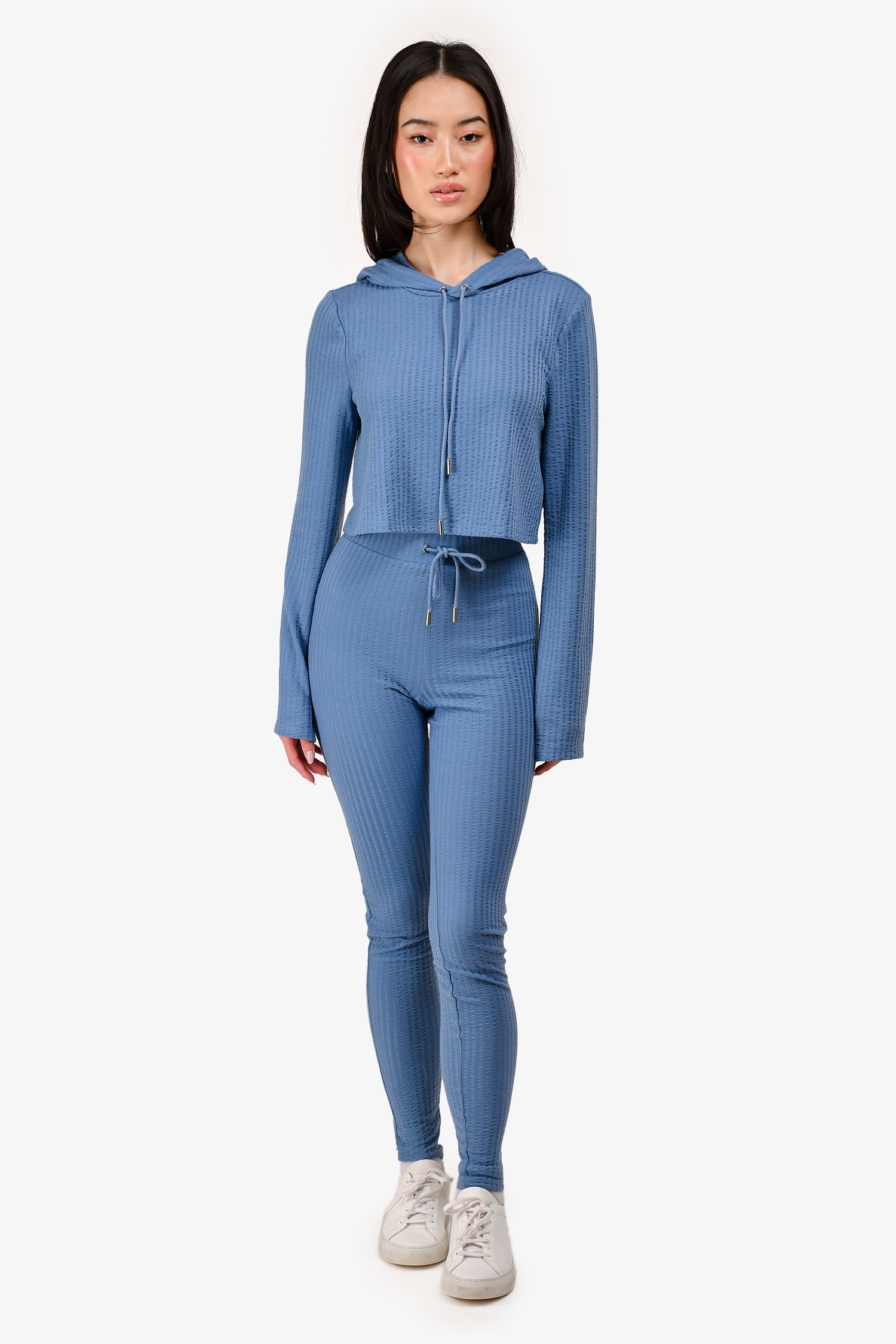 Camila Coehlo Blue Ribbed Lightweight Hoodie + Joggers Set Size XXS