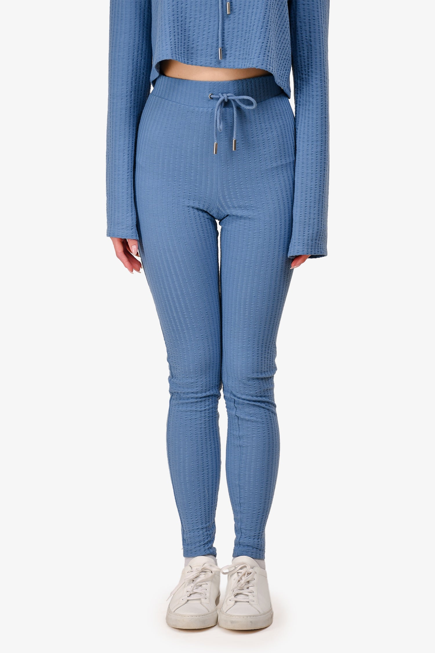 Camila Coehlo Blue Ribbed Lightweight Hoodie + Joggers Set Size XXS