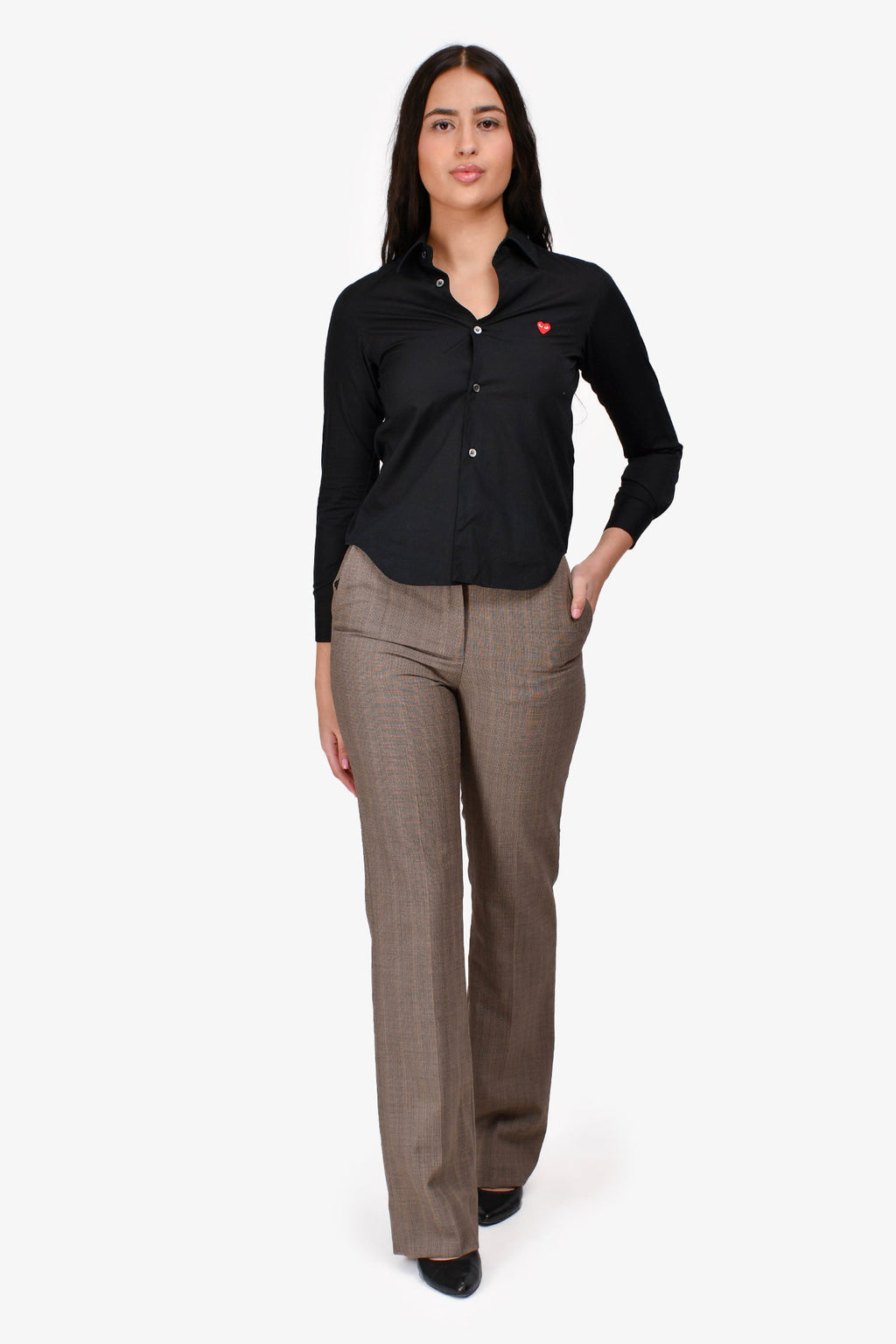 Sandro Grey/Blush Check Slim Fit Trousers Size 36