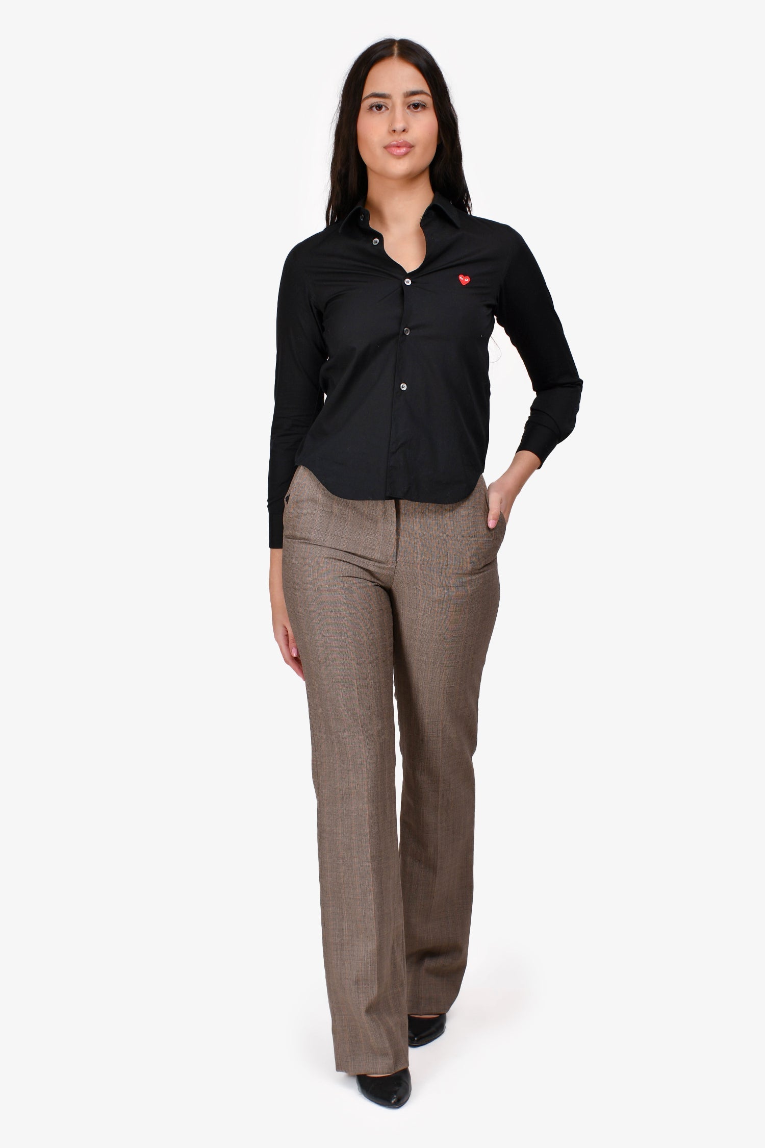 Sandro Grey/Blush Check Slim Fit Trousers Size 36