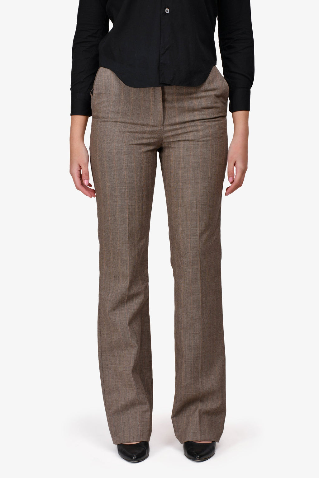 Sandro Grey/Blush Check Slim Fit Trousers Size 36