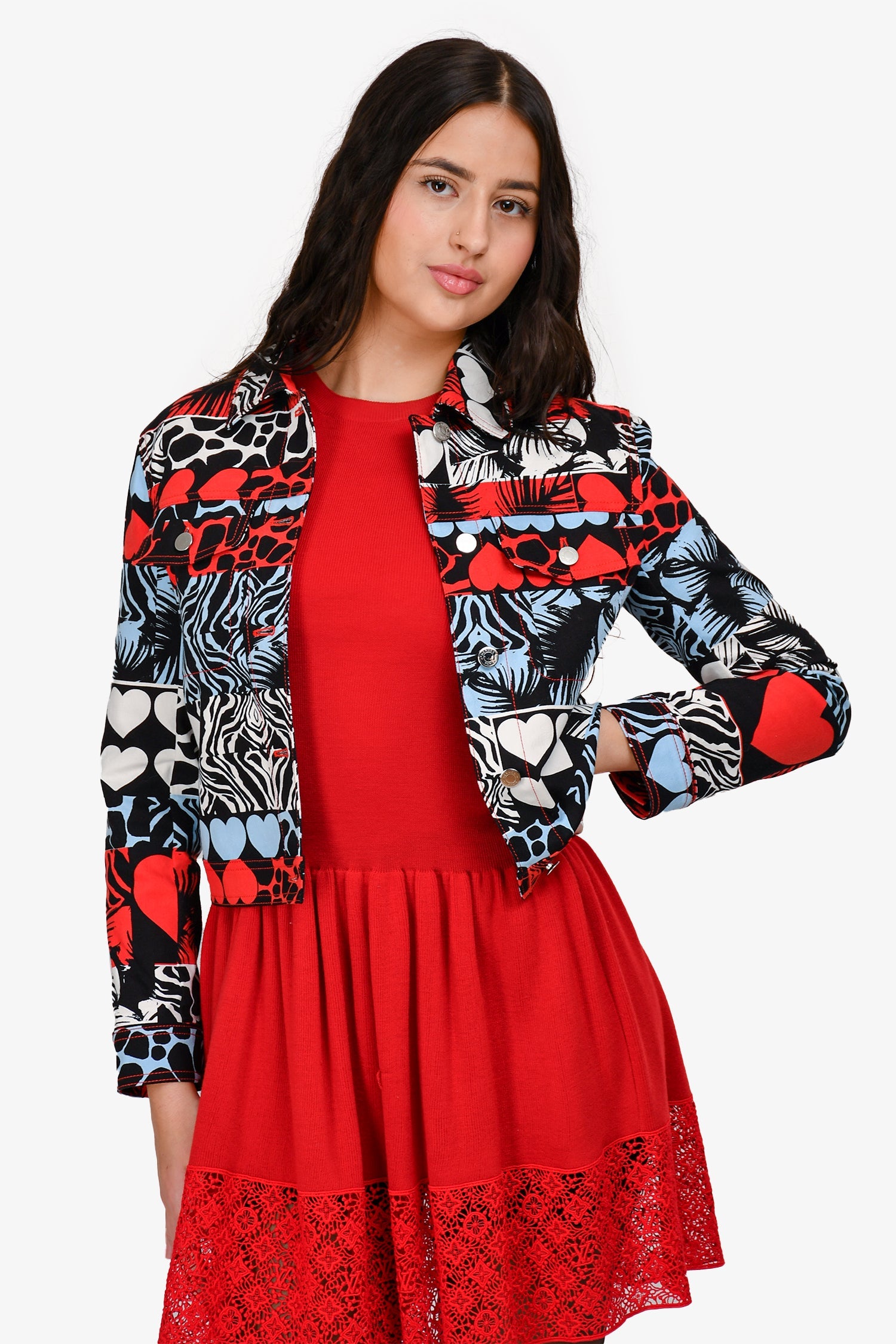 Hermès Blue/Red Denim 'Wild' Jacket Size 36