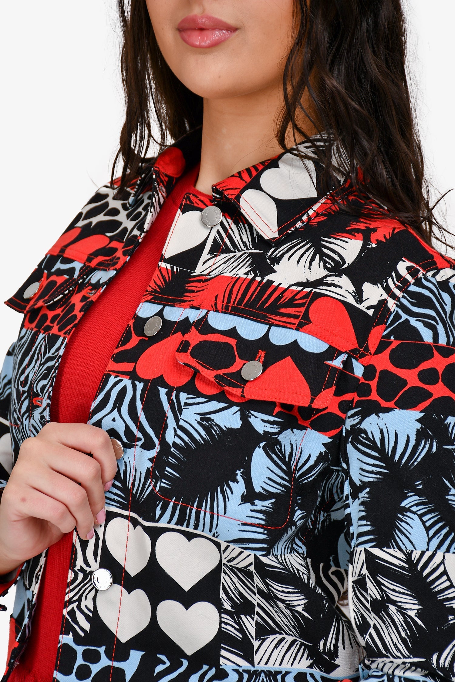Hermès Blue/Red Denim 'Wild' Jacket Size 36