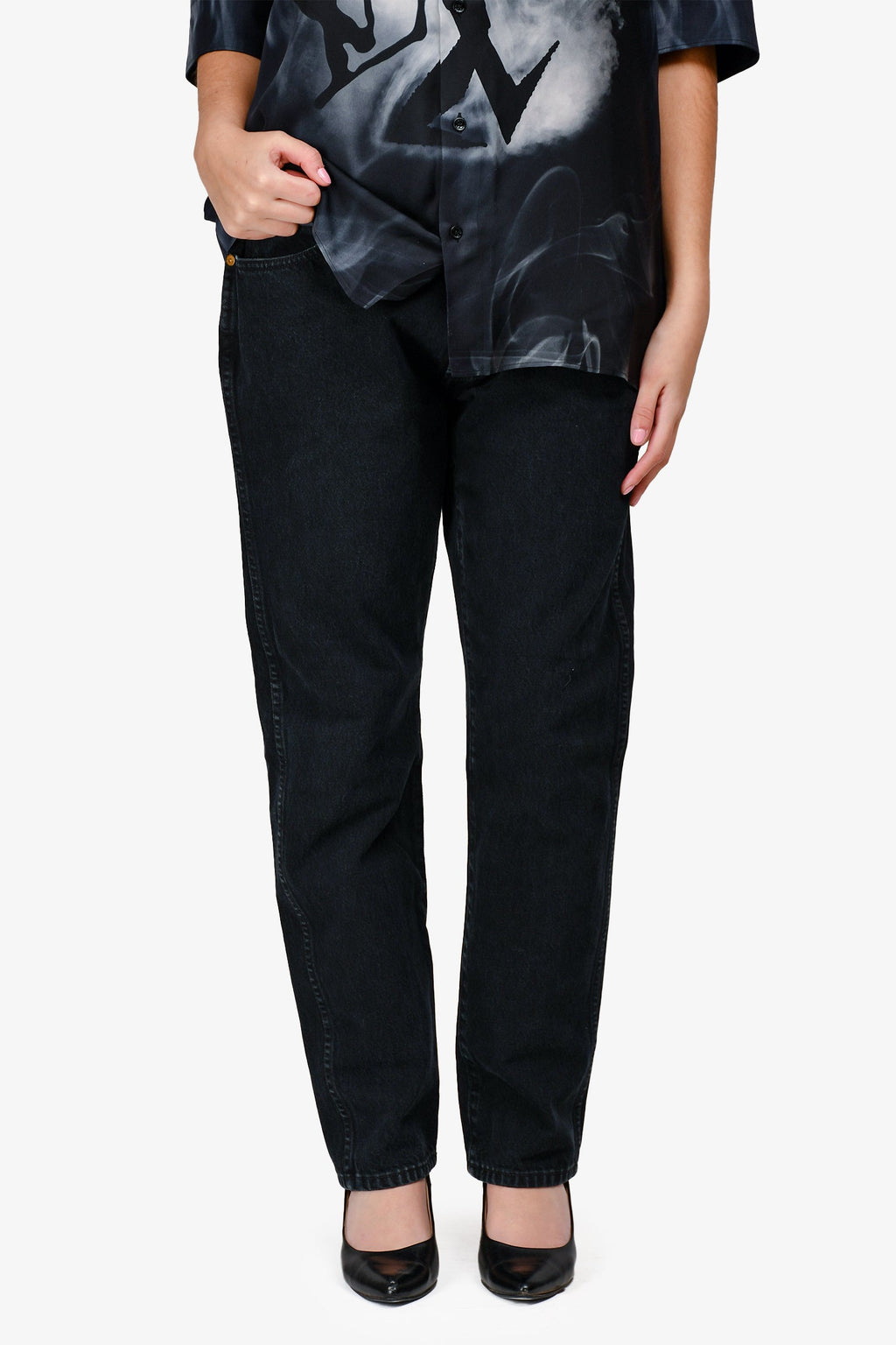 Khaite Black Denim Dark Wash Straight Leg Jeans Size 31