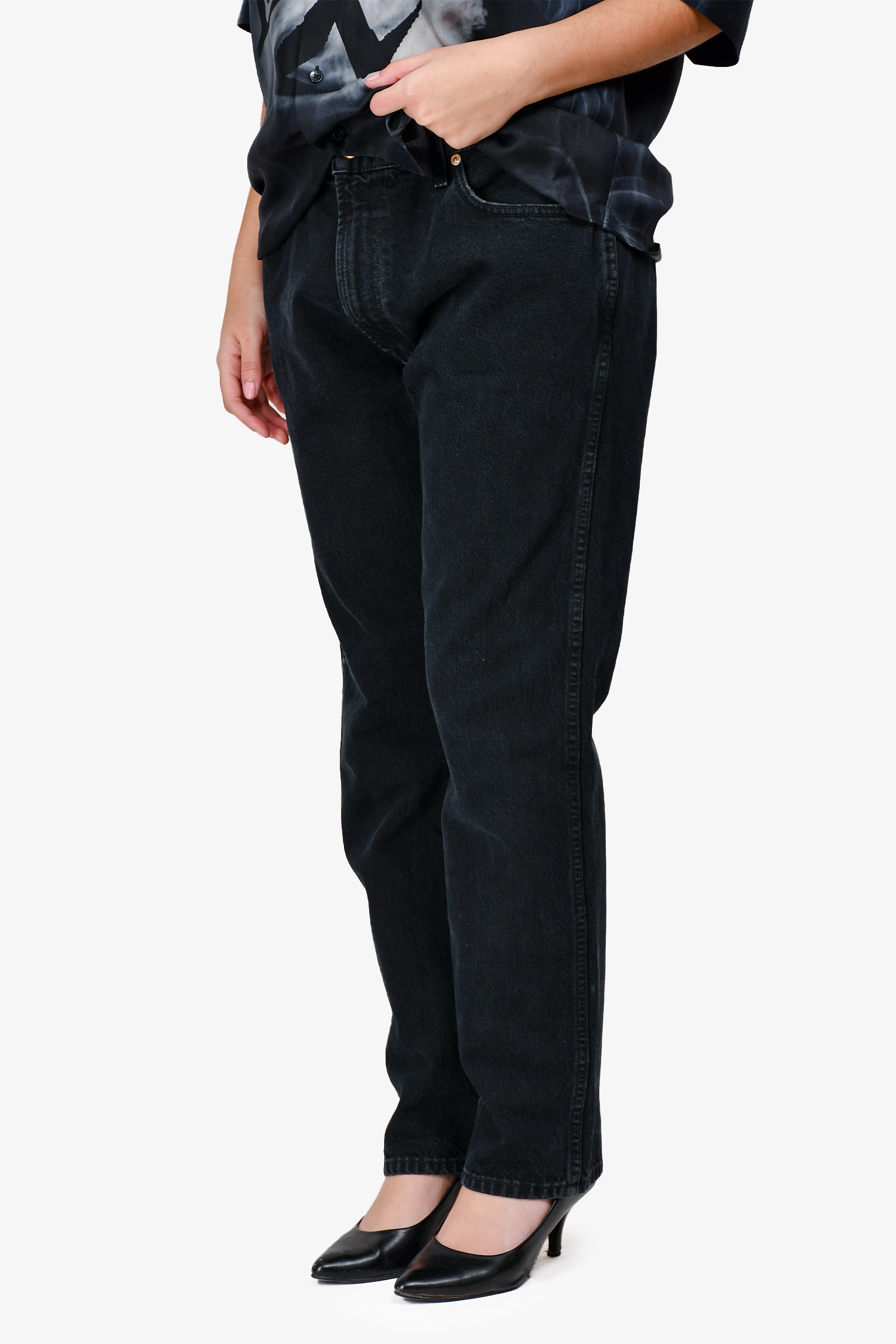 Khaite Black Denim Dark Wash Straight Leg Jeans Size 31