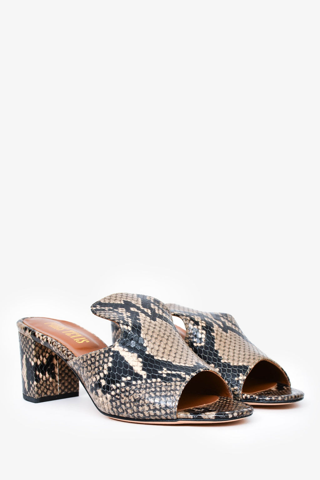 Paris Texas Grey Snakeskin Leather Mules Size 36