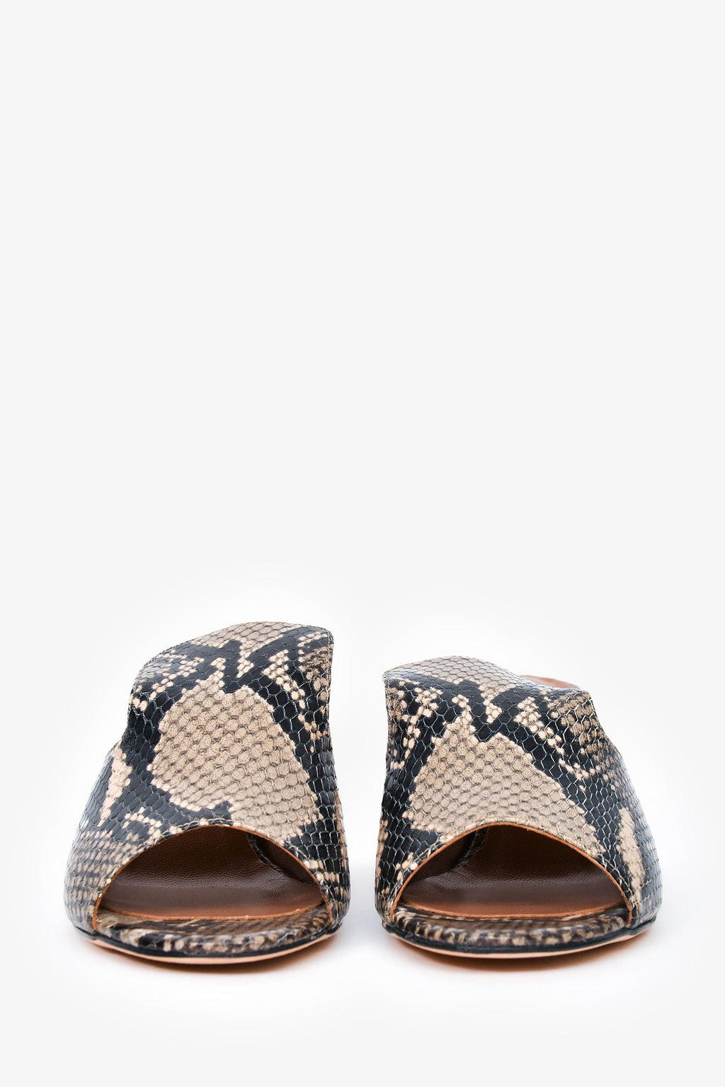 Paris Texas Grey Snakeskin Leather Mules Size 36