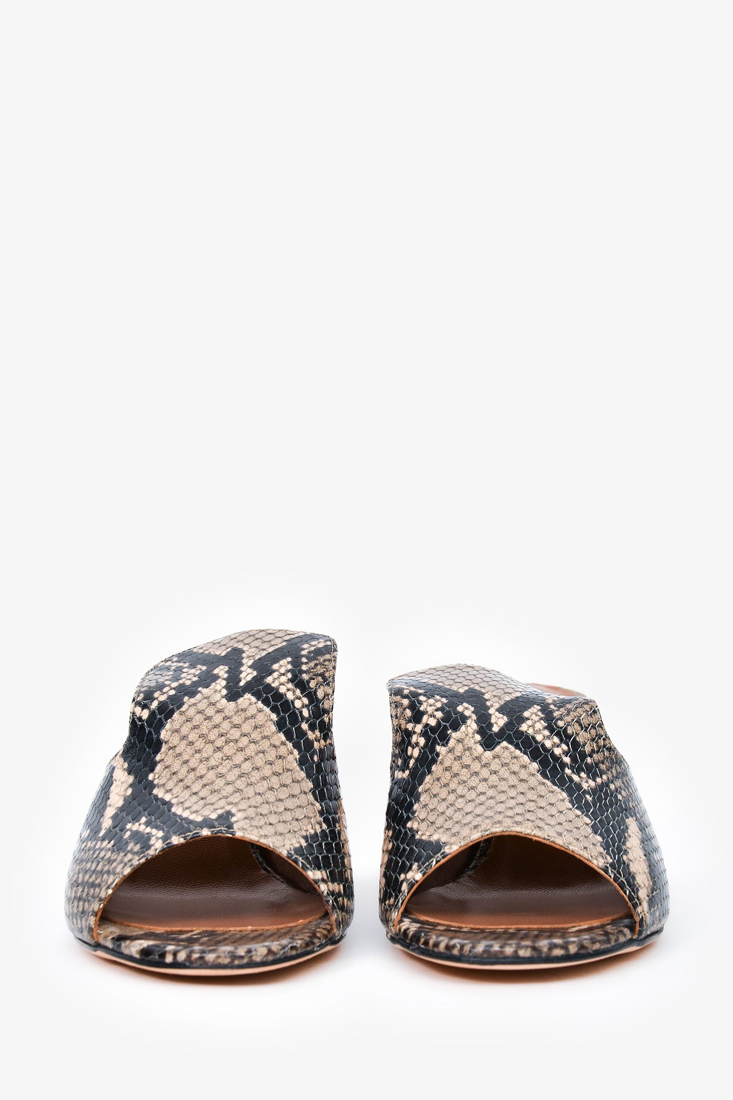Paris Texas Grey Snakeskin Leather Mules Size 36
