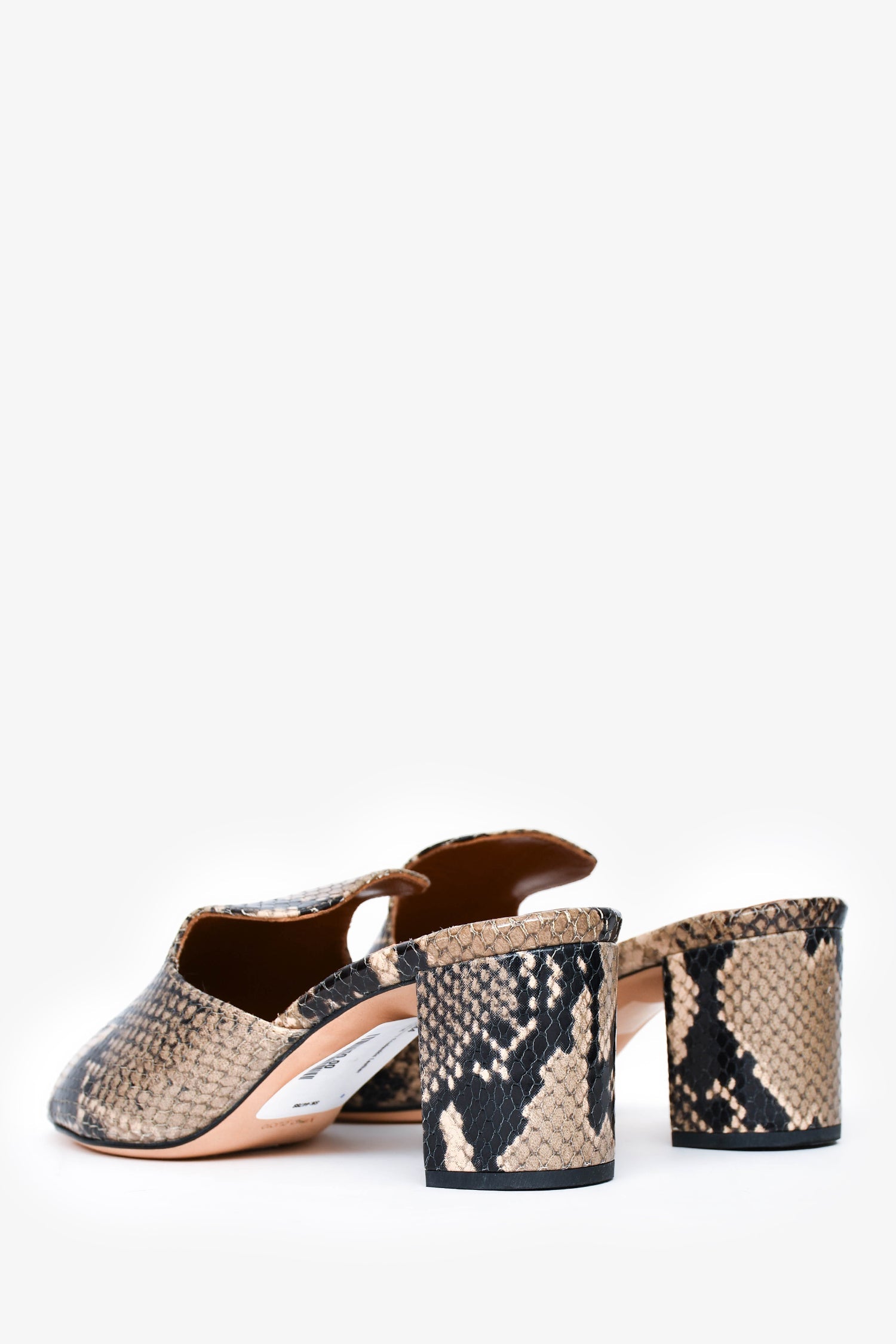 Paris Texas Grey Snakeskin Leather Mules Size 36