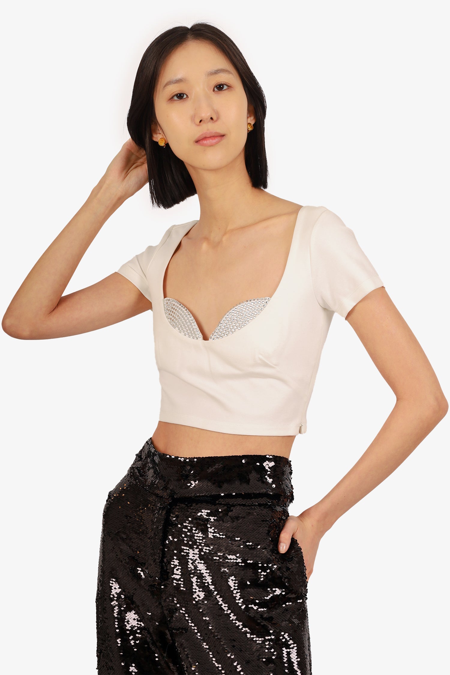 Area White Crystal Cup T-Shirt Size XS