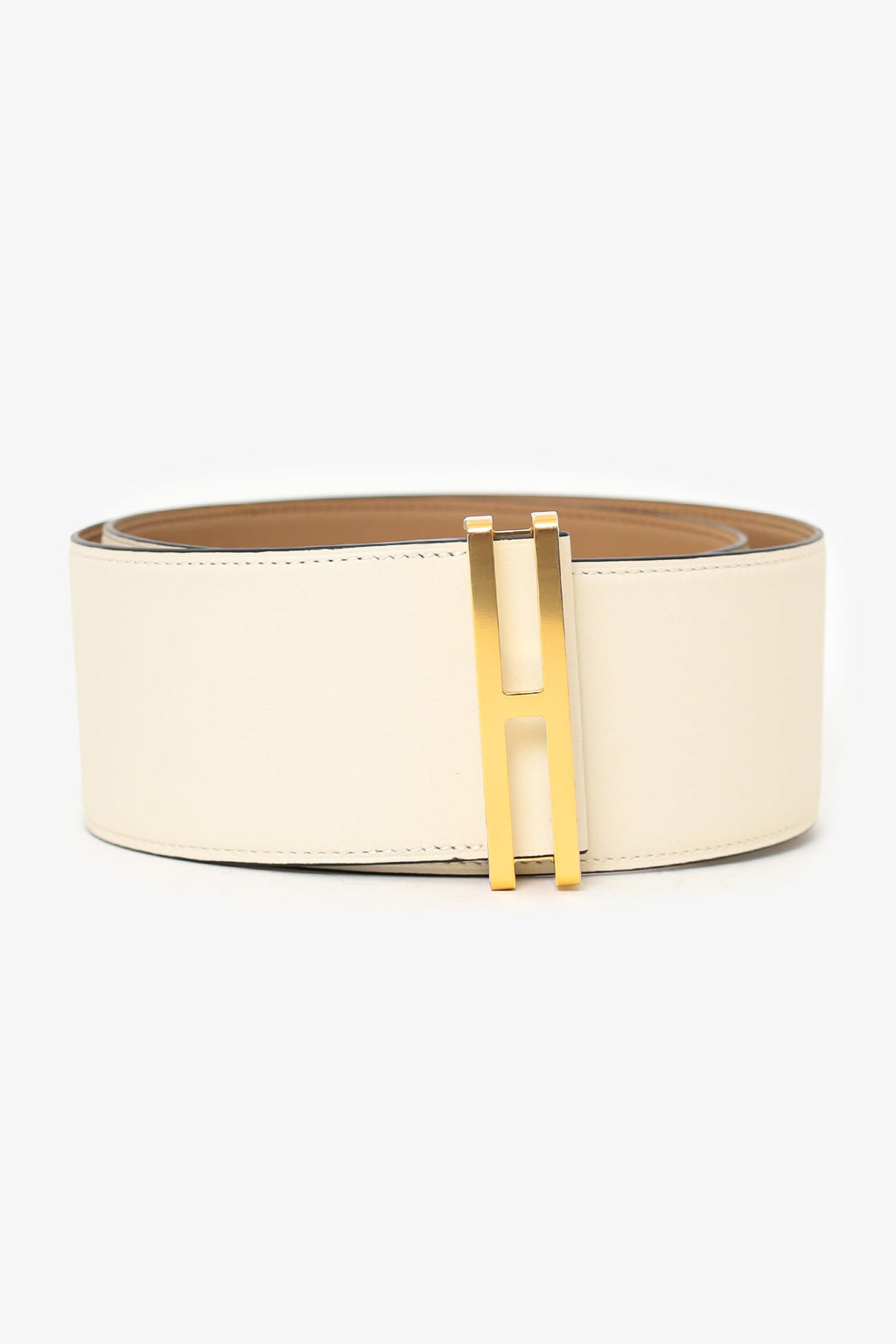 Hermès Cream Leather Elan 66 Wide Belt Size S
