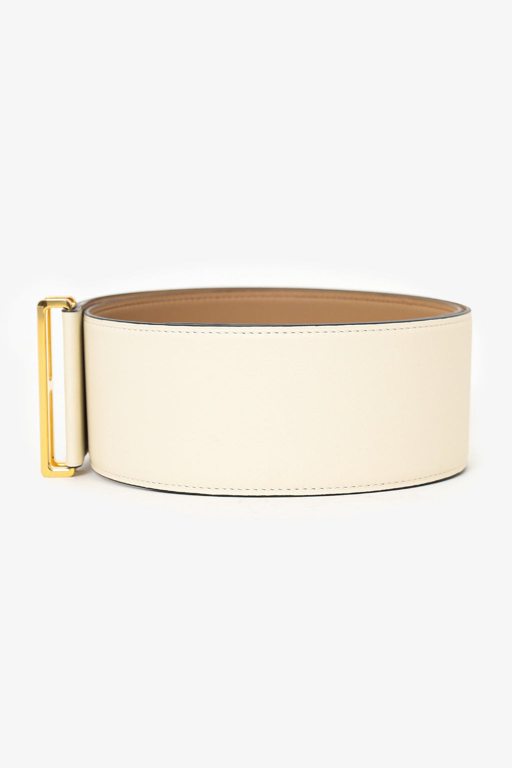 Hermès Cream Leather Elan 66 Wide Belt Size S