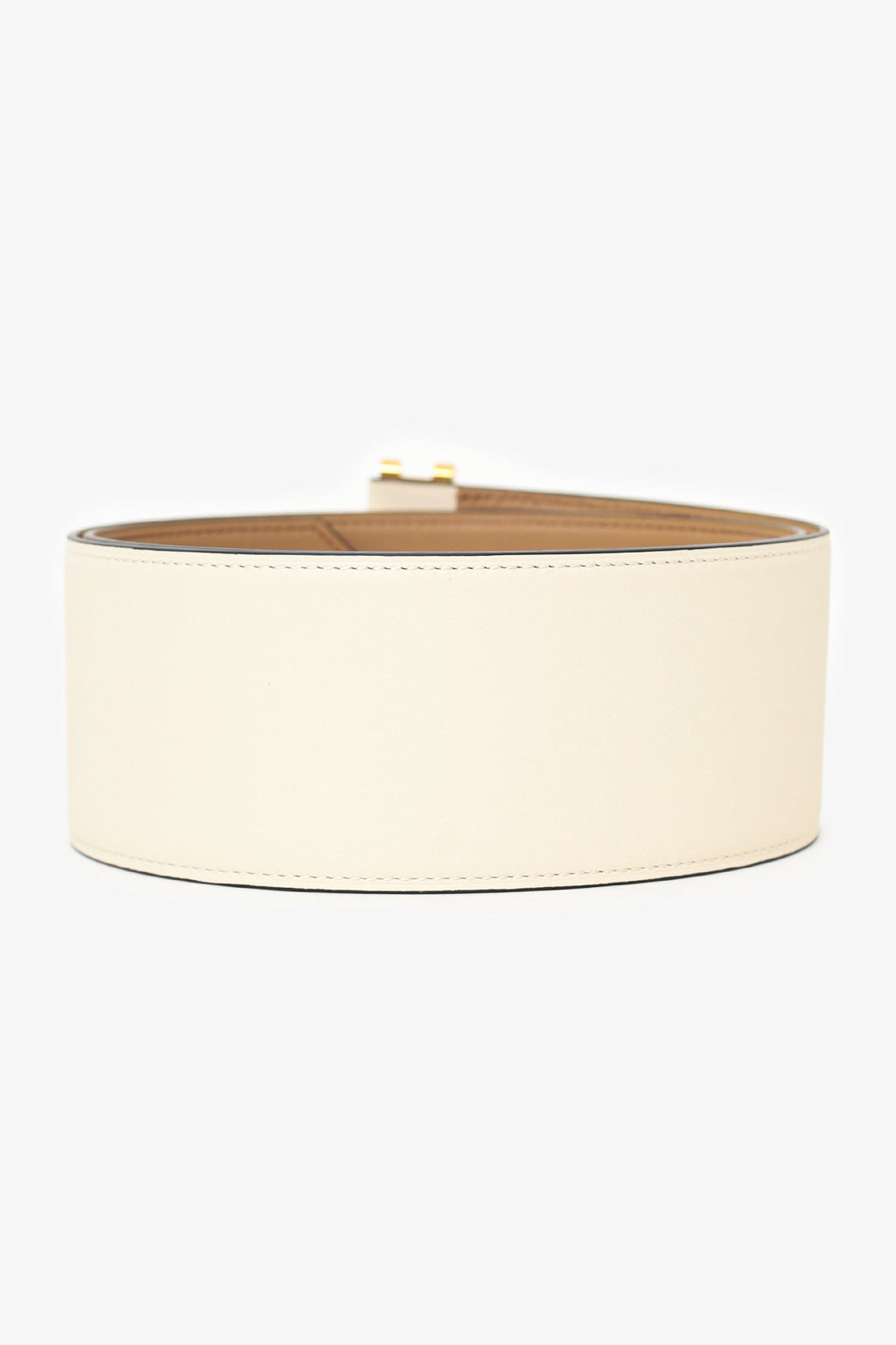 Hermès Cream Leather Elan 66 Wide Belt Size S