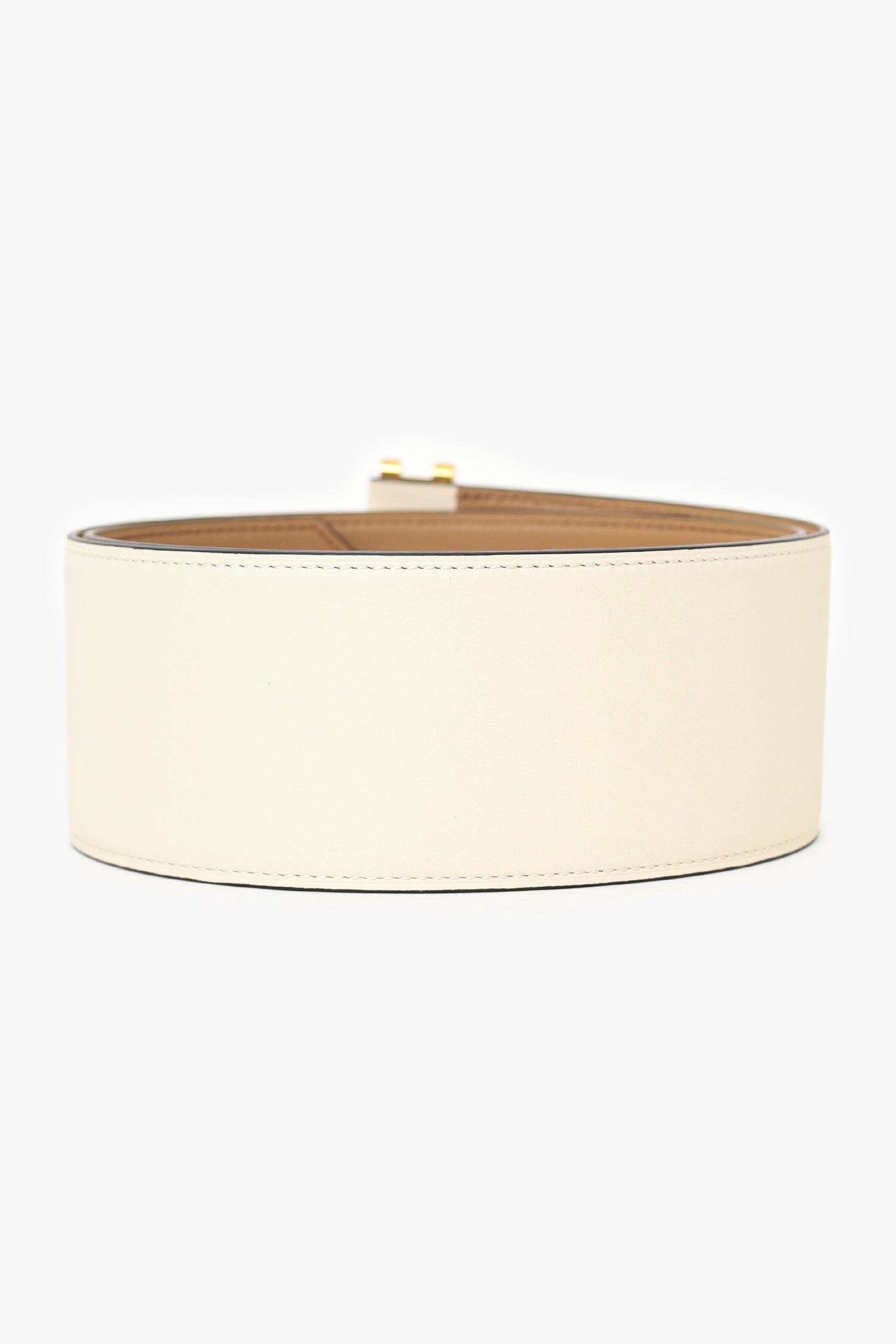 Hermès Cream Leather Elan 66 Wide Belt Size S