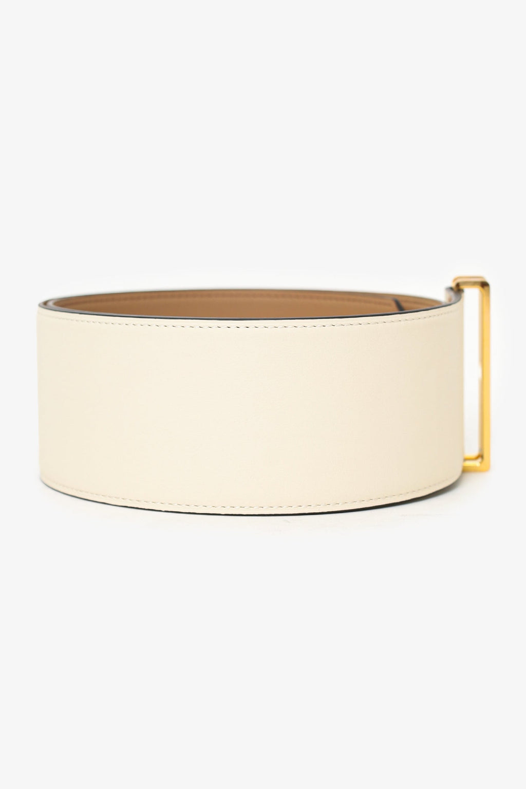 Hermès Cream Leather Elan 66 Wide Belt Size S