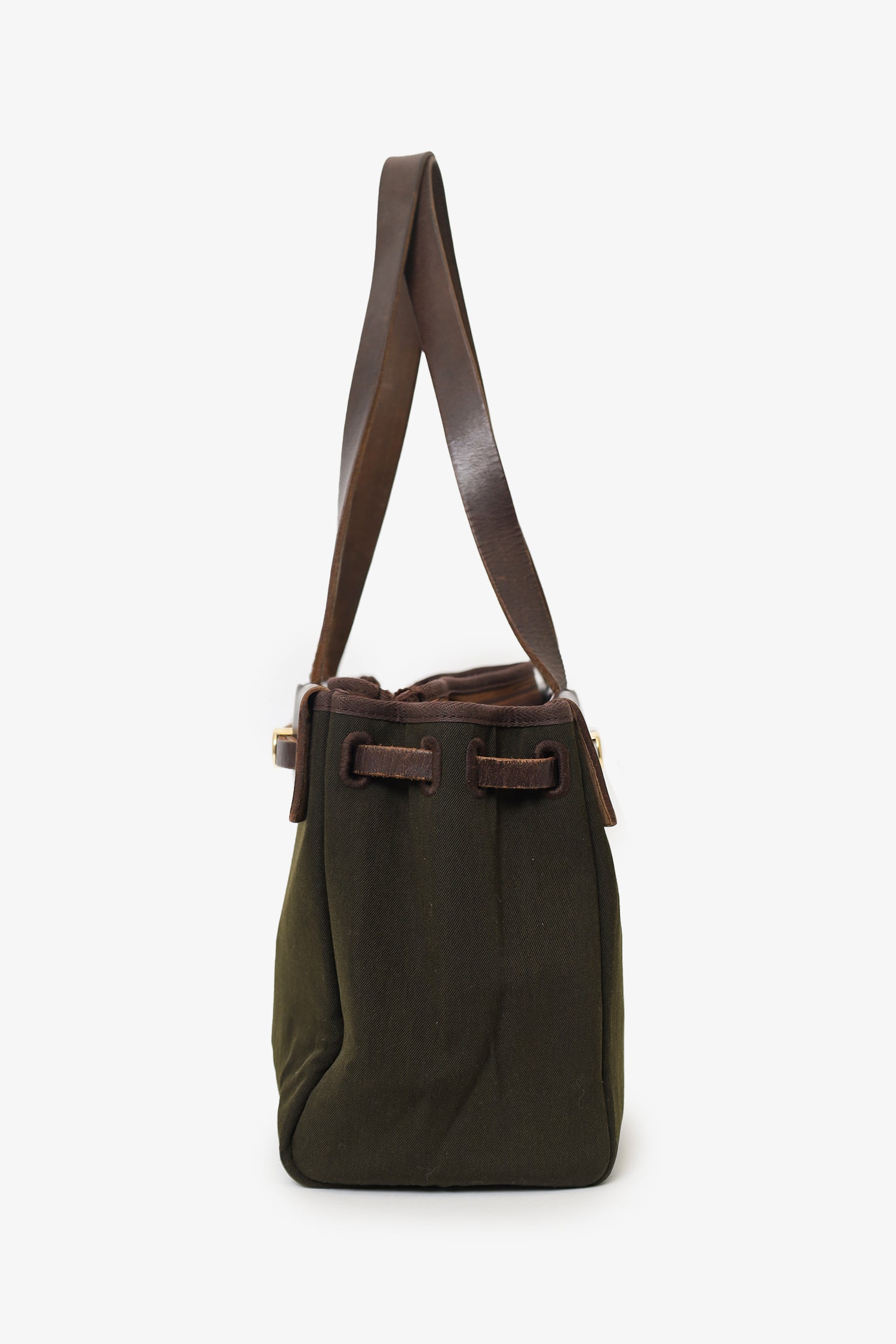 Hermès 2003 Brown/Green Leather/Canvas Changeable Vibrato Herbag PM
