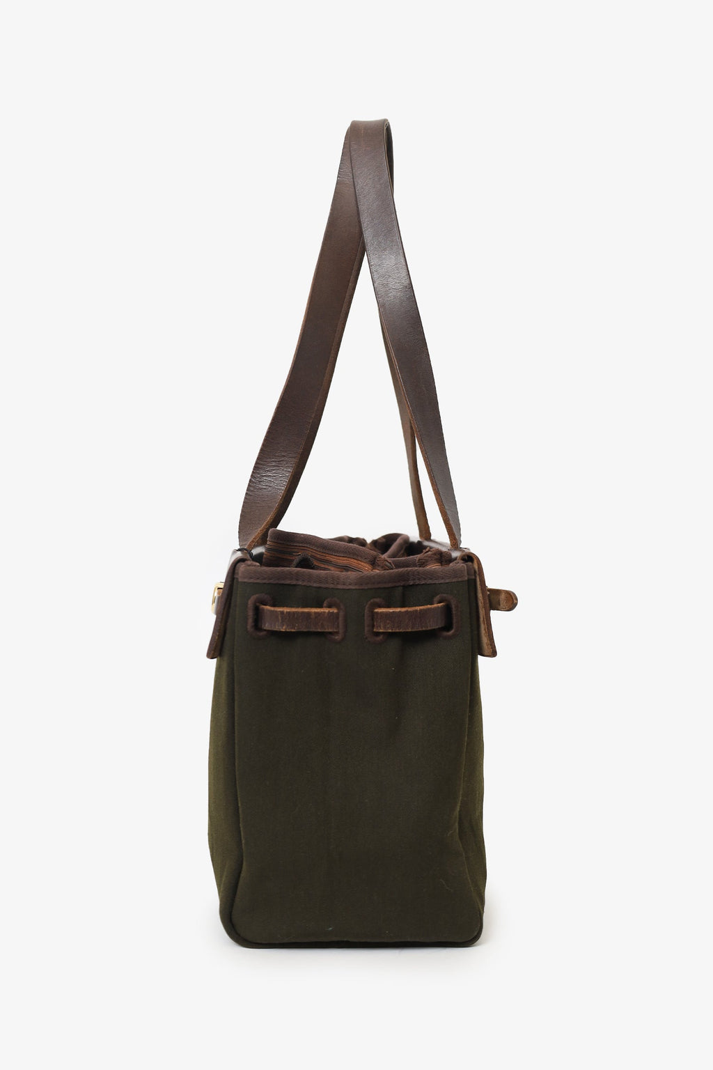Hermès 2003 Brown/Green Leather/Canvas Changeable Vibrato Herbag PM