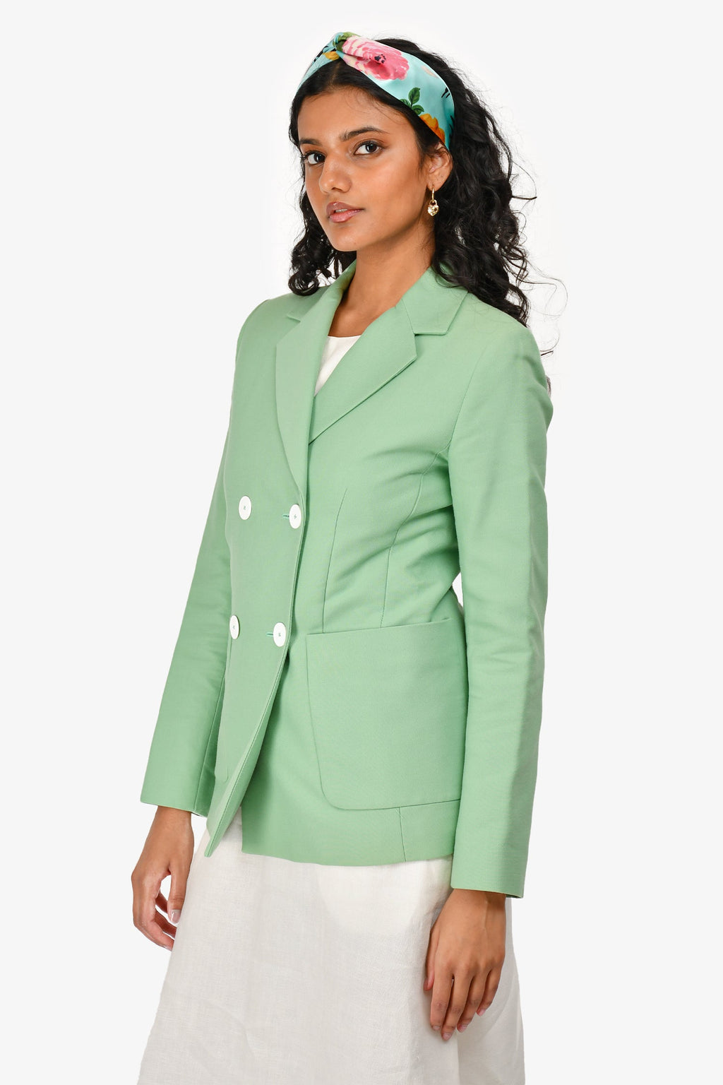 Sandro Green Double Breasted Blazer Size 34